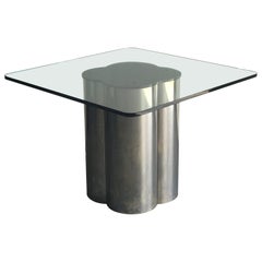 Modernist Dining Table with Steel and Glass after Brueton and C. Jere