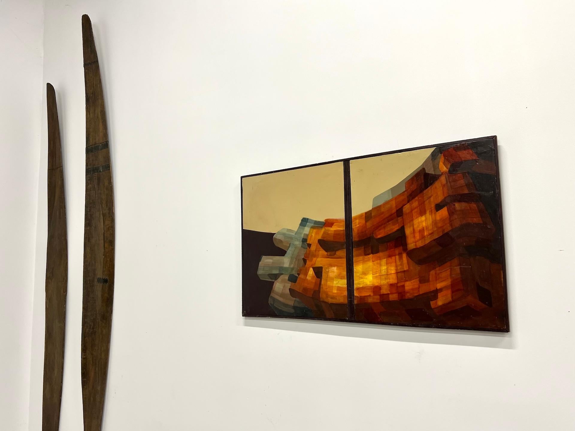 Modernist diptych, oil on canvas, circa 1970–80. For Sale 4