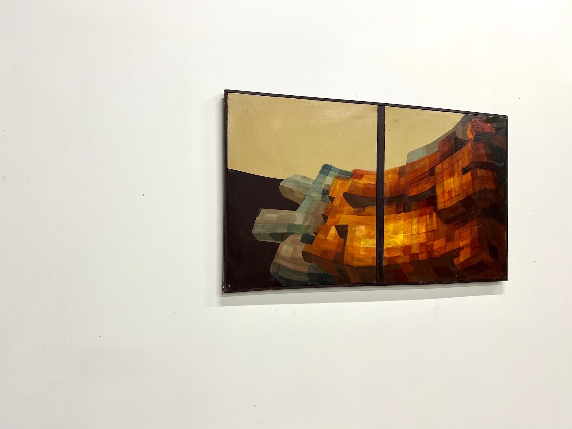 Modernist diptych, oil on canvas, circa 1970–80. For Sale 7