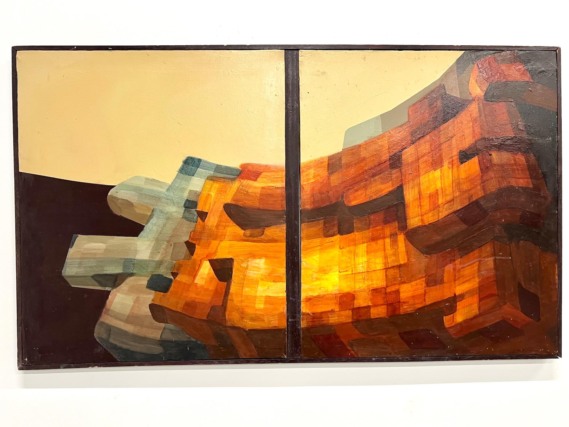 Modernist diptych, oil on canvas, circa 1970–80. For Sale 8