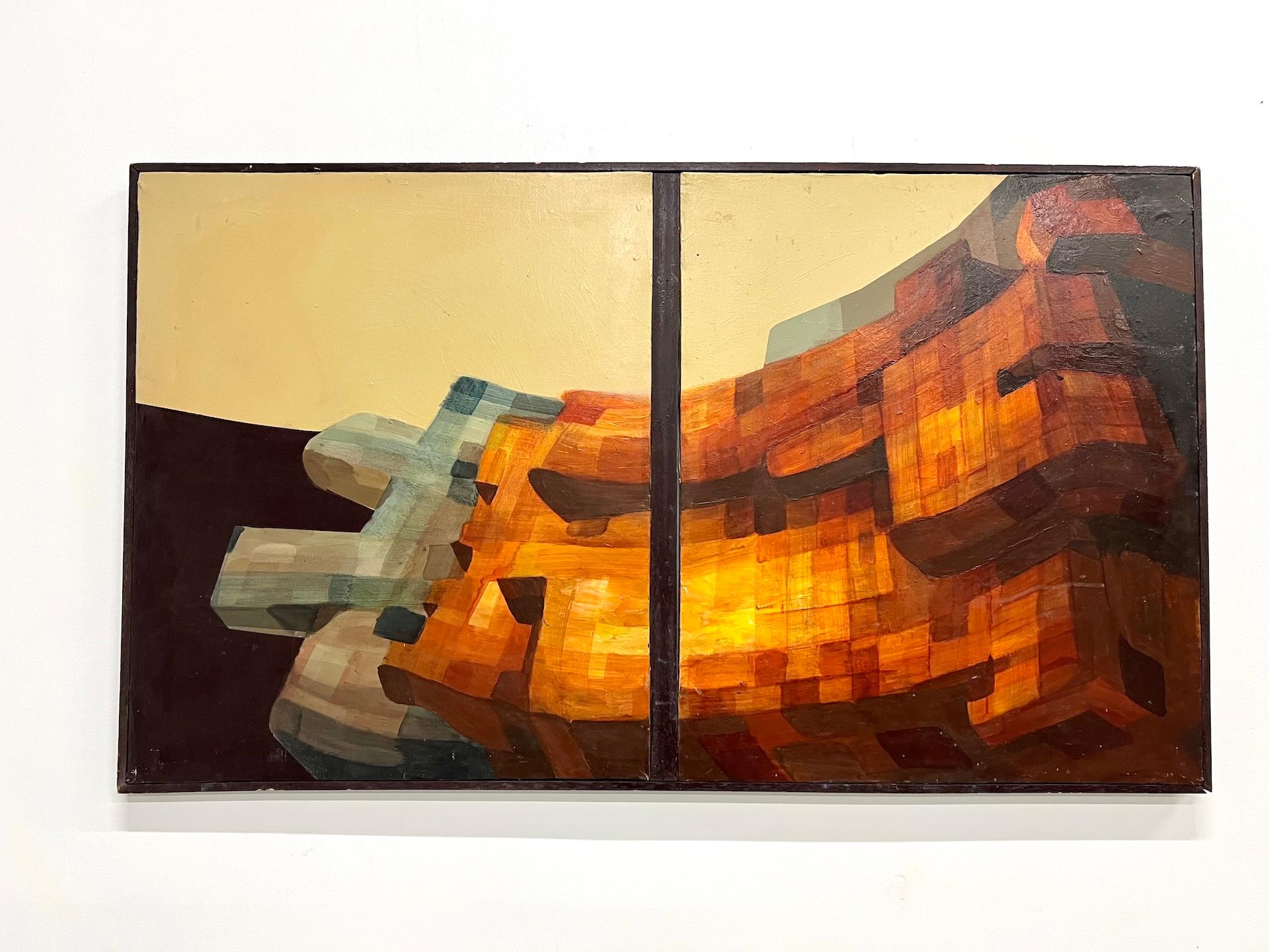 Modernist diptych, oil on canvas, circa 1970–80. In Good Condition For Sale In LYON, FR