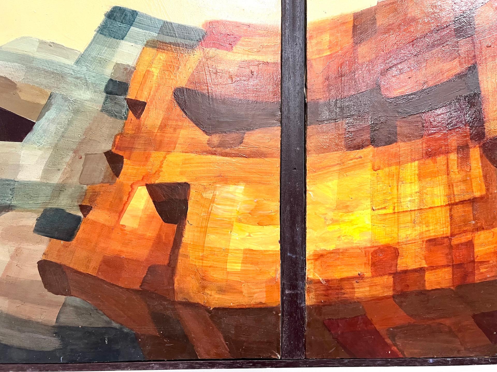 Modernist diptych, oil on canvas, circa 1970–80. For Sale 1