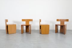 Mid-Century Dutch Modernist Donald Judd Inspired Wood Side Chairs, 1970s