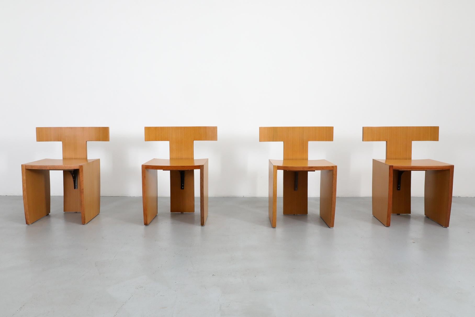 Mid-Century Modern Modernist Donald Judd Inspired Blonde Wood Side Chairs from Dutch Church For Sale