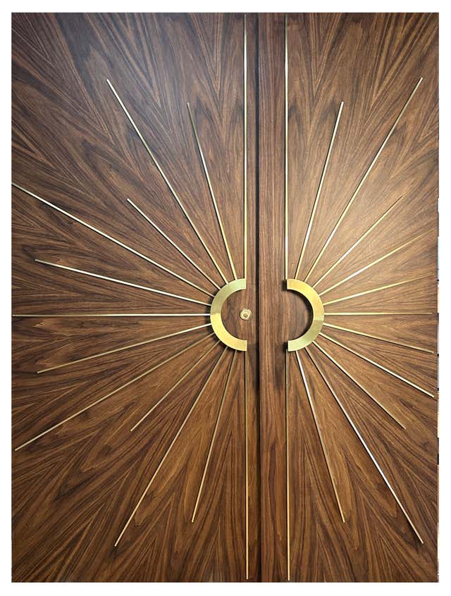 Walnut Double Entry Door Radial Sunburst For Sale at 1stDibs | walnut ...