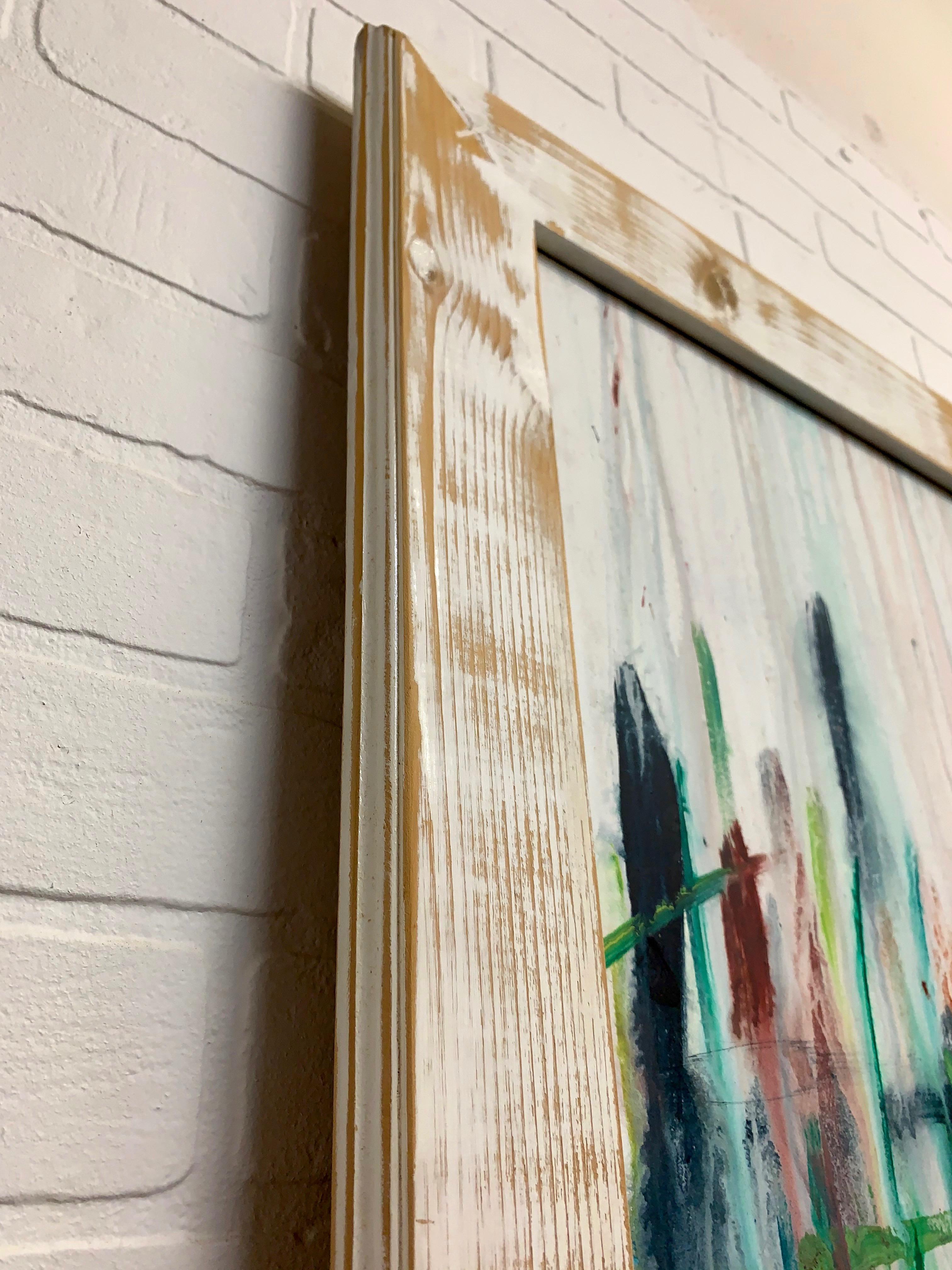 Modernist Drip Painting on Masonite with Rustic Frame 5
