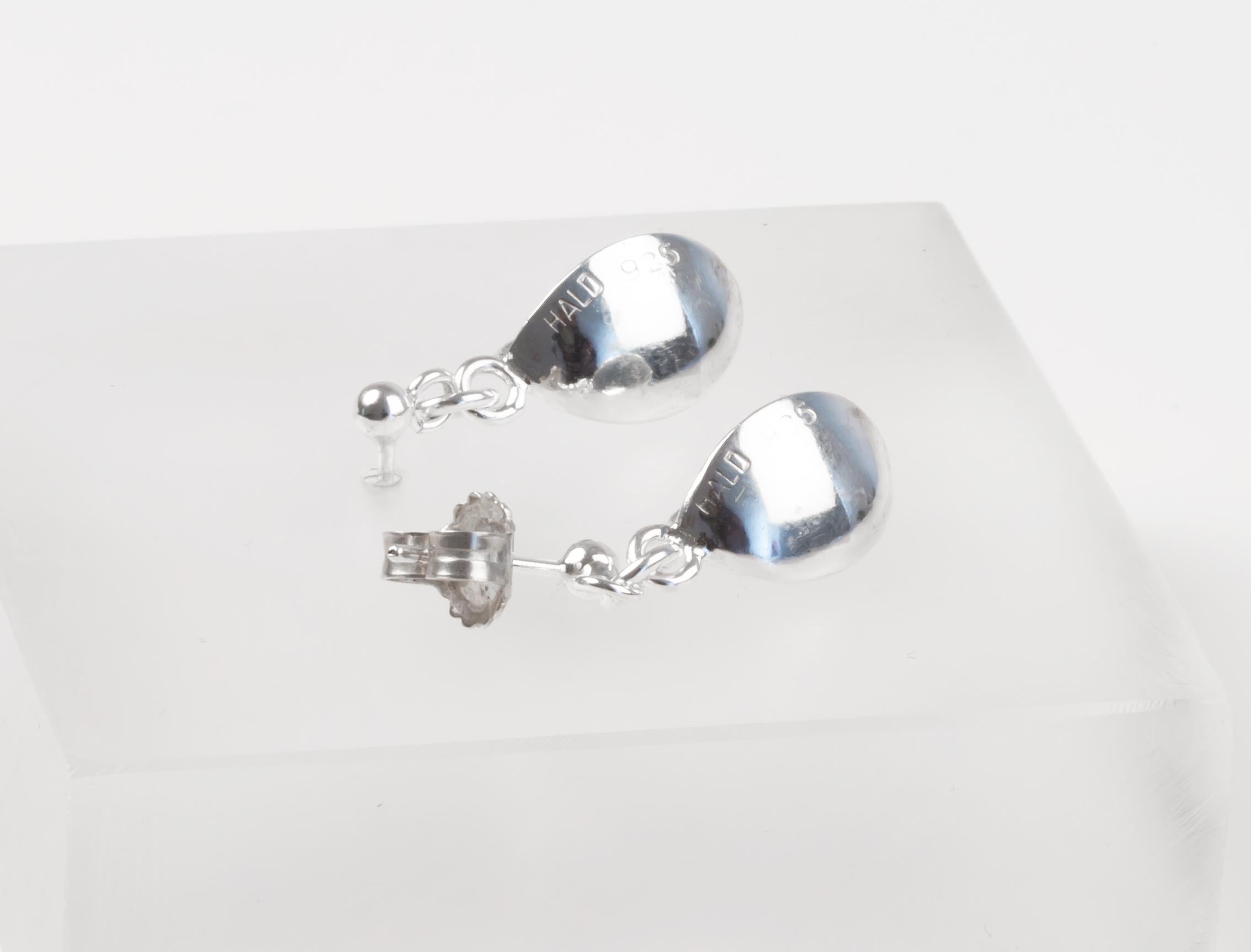 Modernist Drop Earrings in Silver and Enamel by Dina Hald For Sale 1
