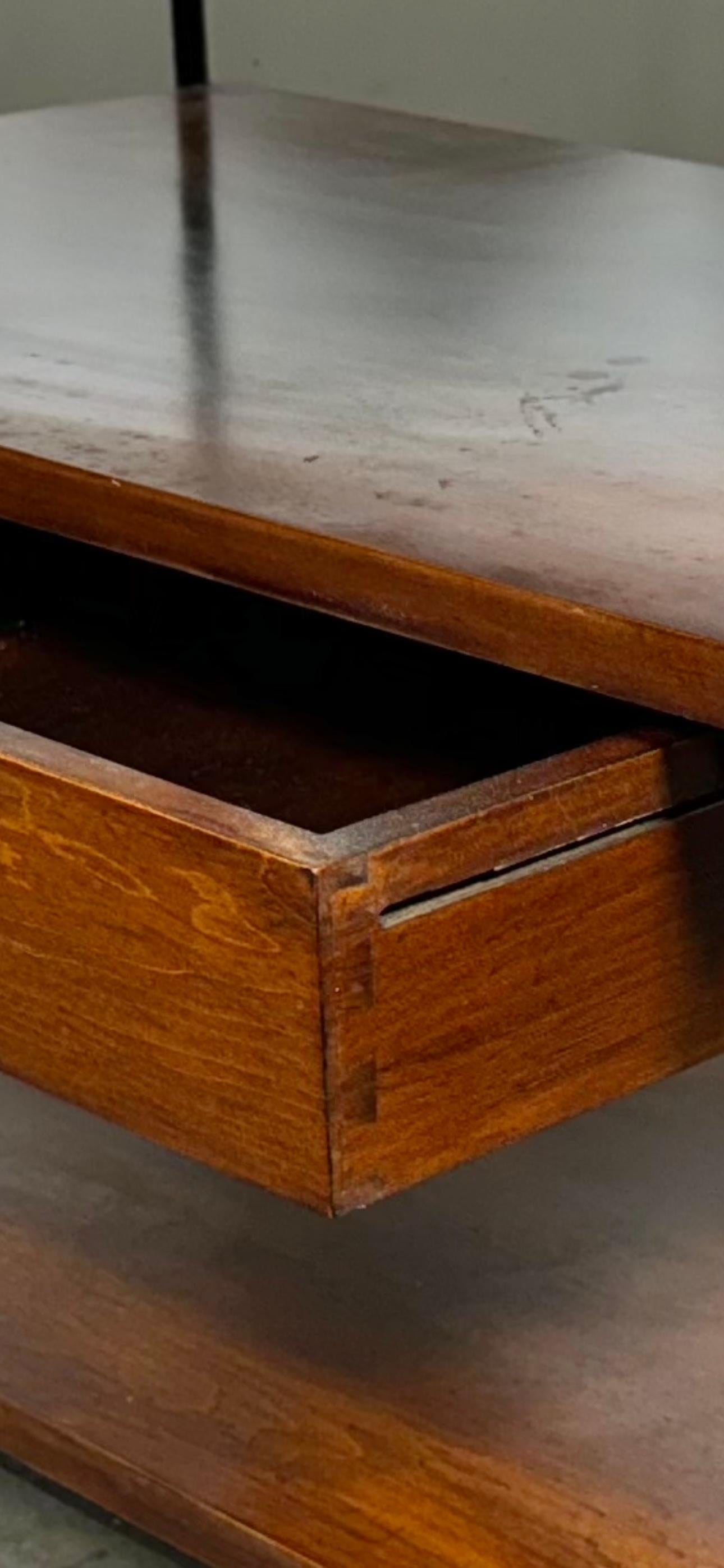 Modernist Drop leaf Planner Group Bar Cart Table by Paul McCobb . wood & iron For Sale 4