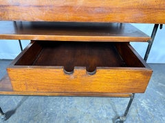 Modernist Drop leaf Planner Group Bar Cart Table by Paul McCobb . wood & iron