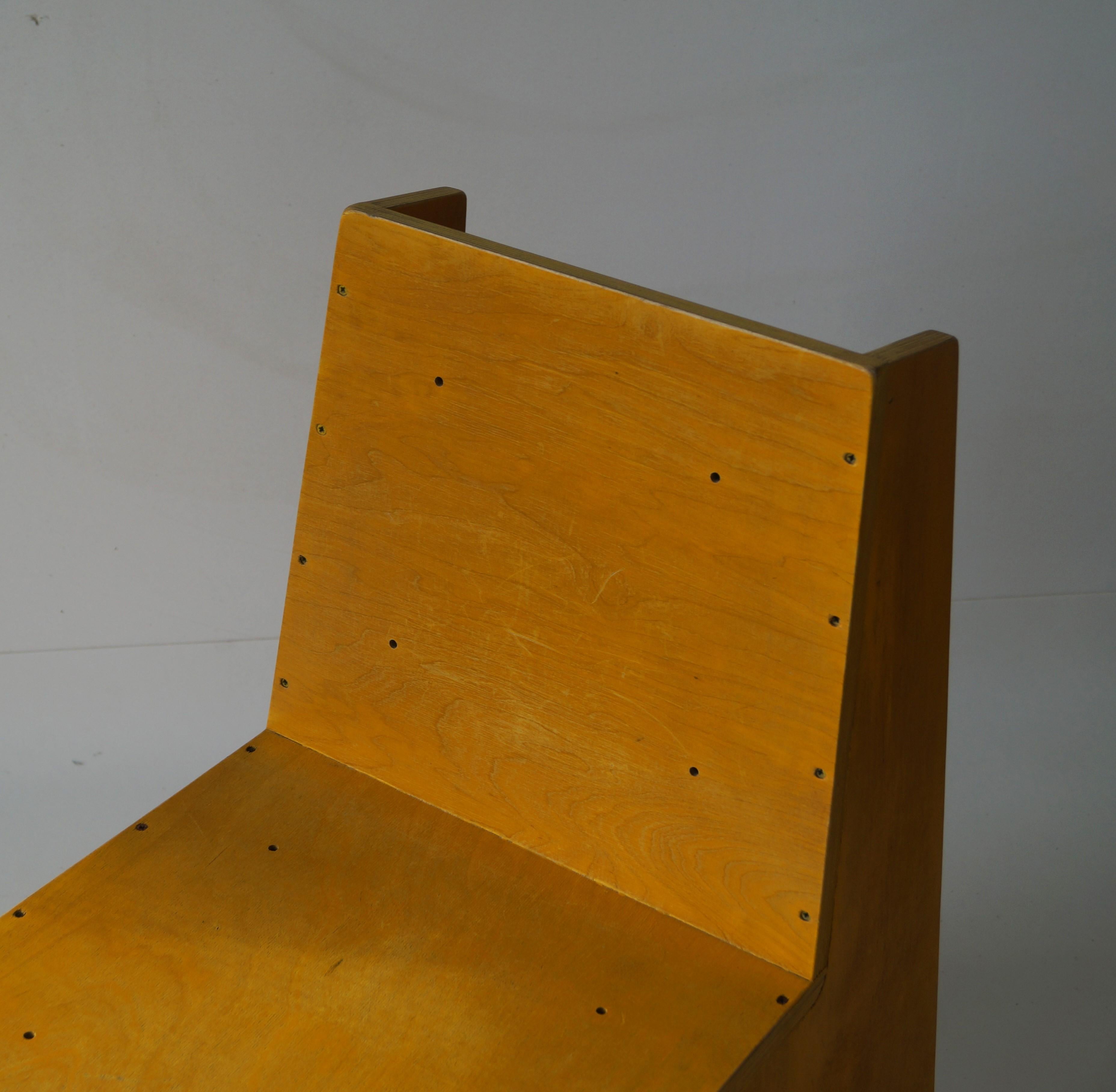 Modernist Dutch Architectural Plywood chair inspired by ''De Stijl'', 1970s 11