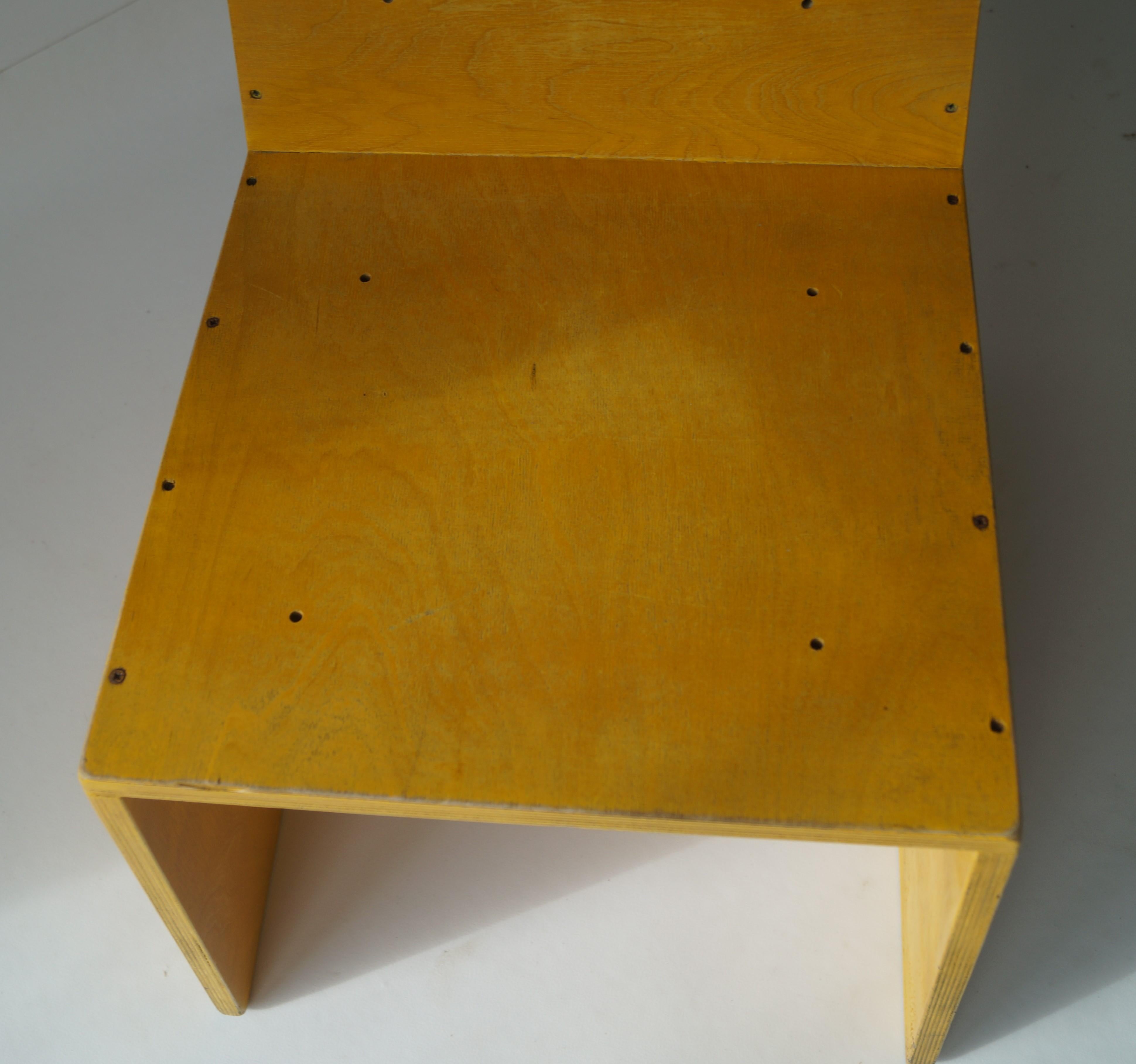 Modernist Dutch Architectural Plywood chair inspired by ''De Stijl'', 1970s 13