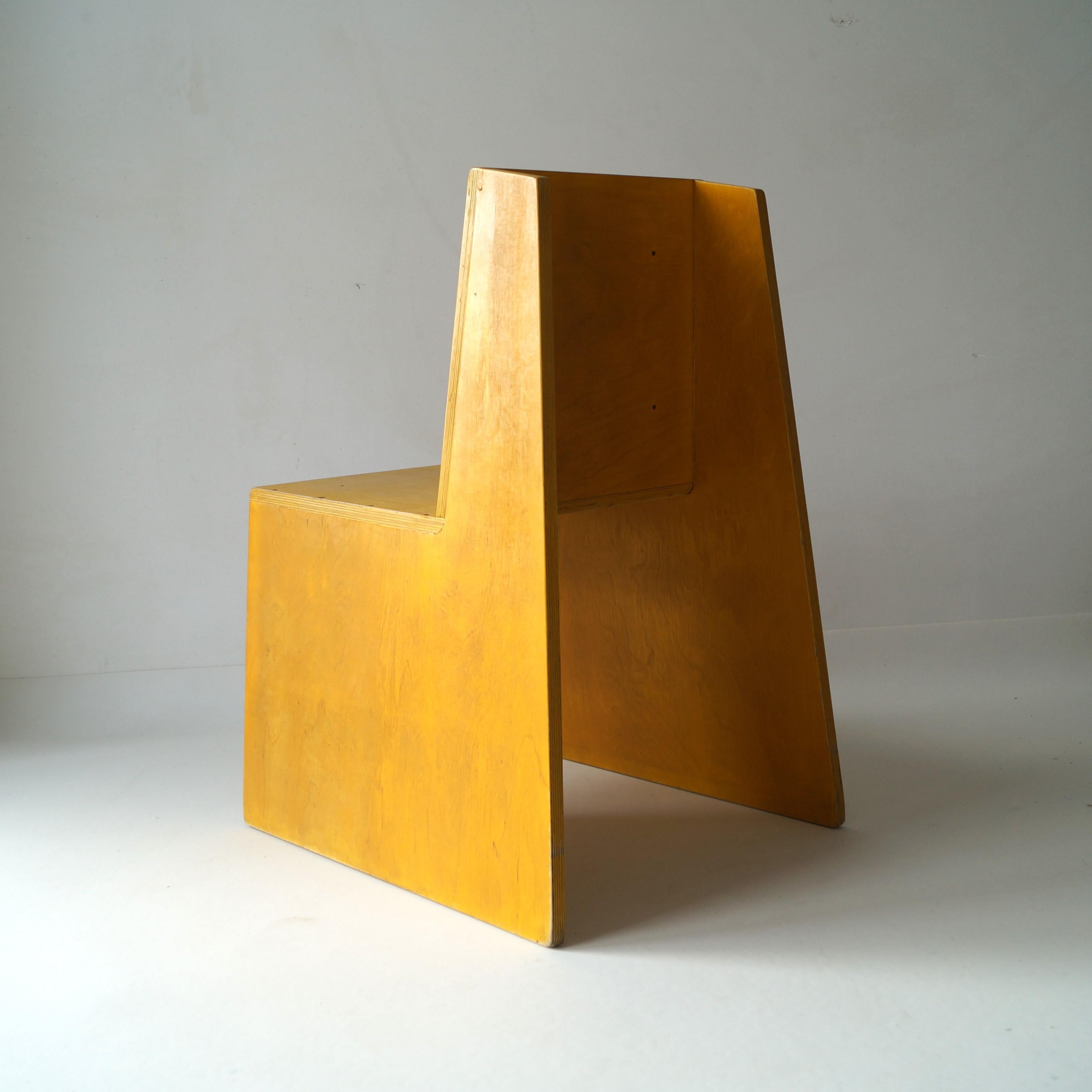 Modernist Dutch Architectural Plywood chair inspired by ''De Stijl'', 1970s 1