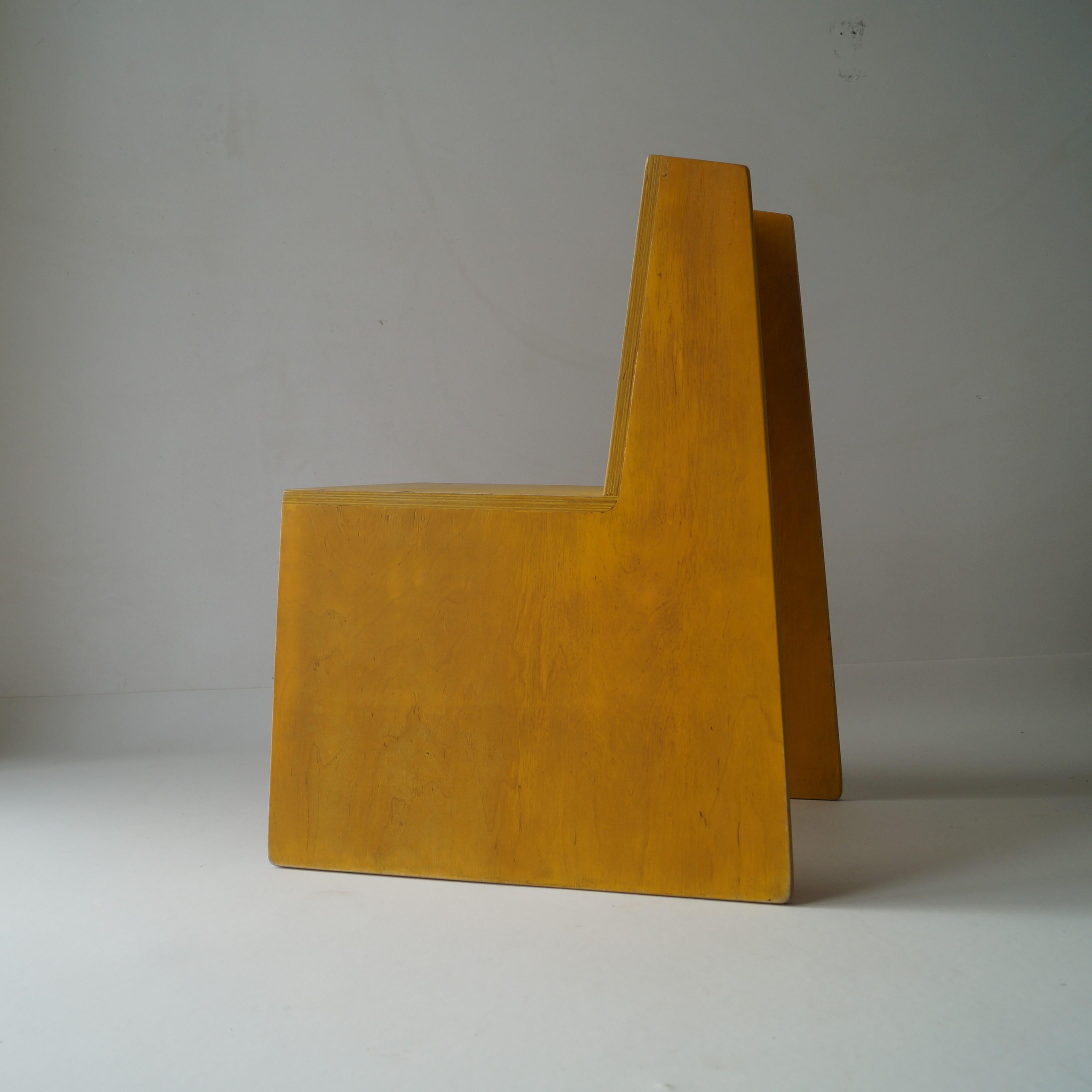 Modernist Dutch Architectural Plywood chair inspired by ''De Stijl'', 1970s 2