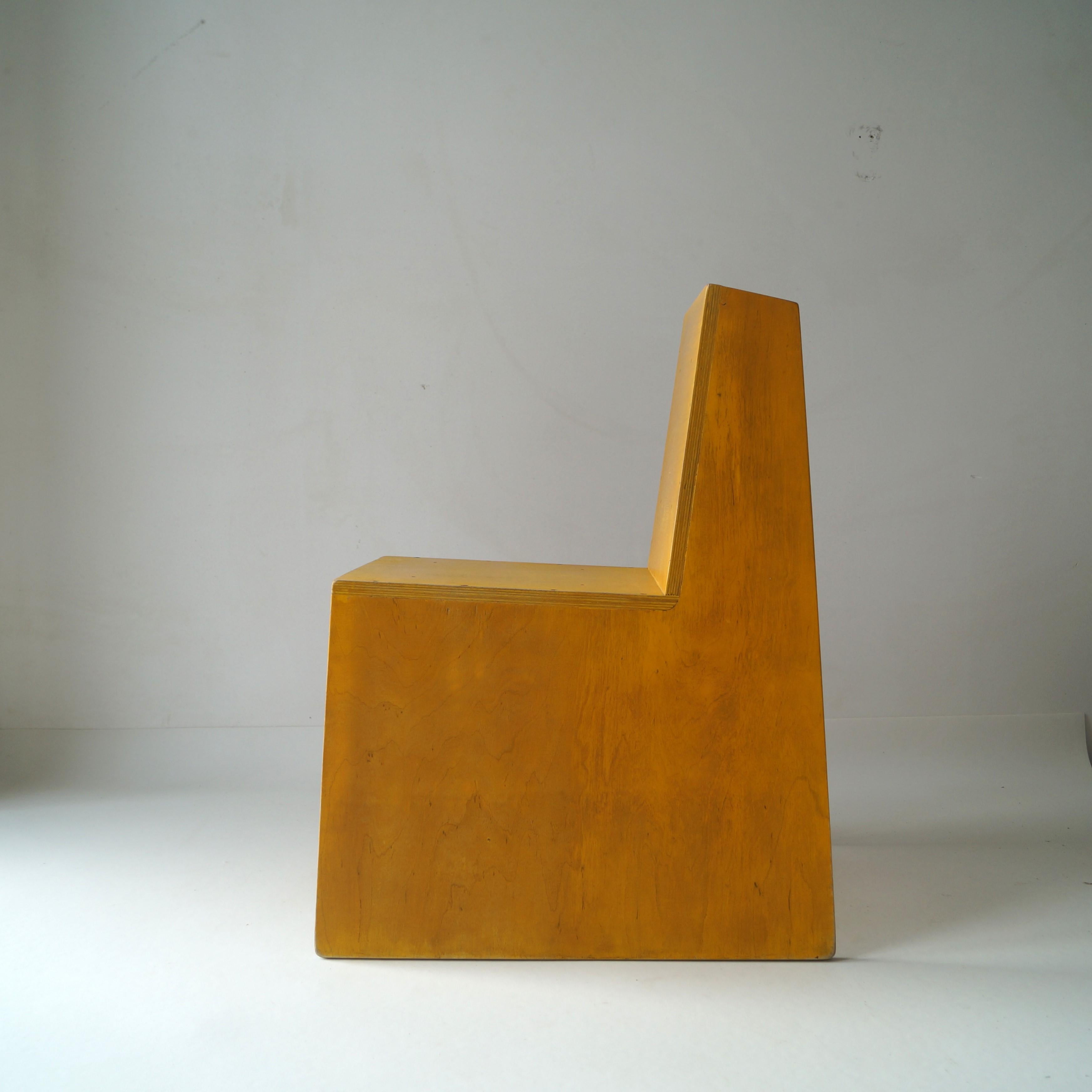 Modernist Dutch Architectural Plywood chair inspired by ''De Stijl'', 1970s 3