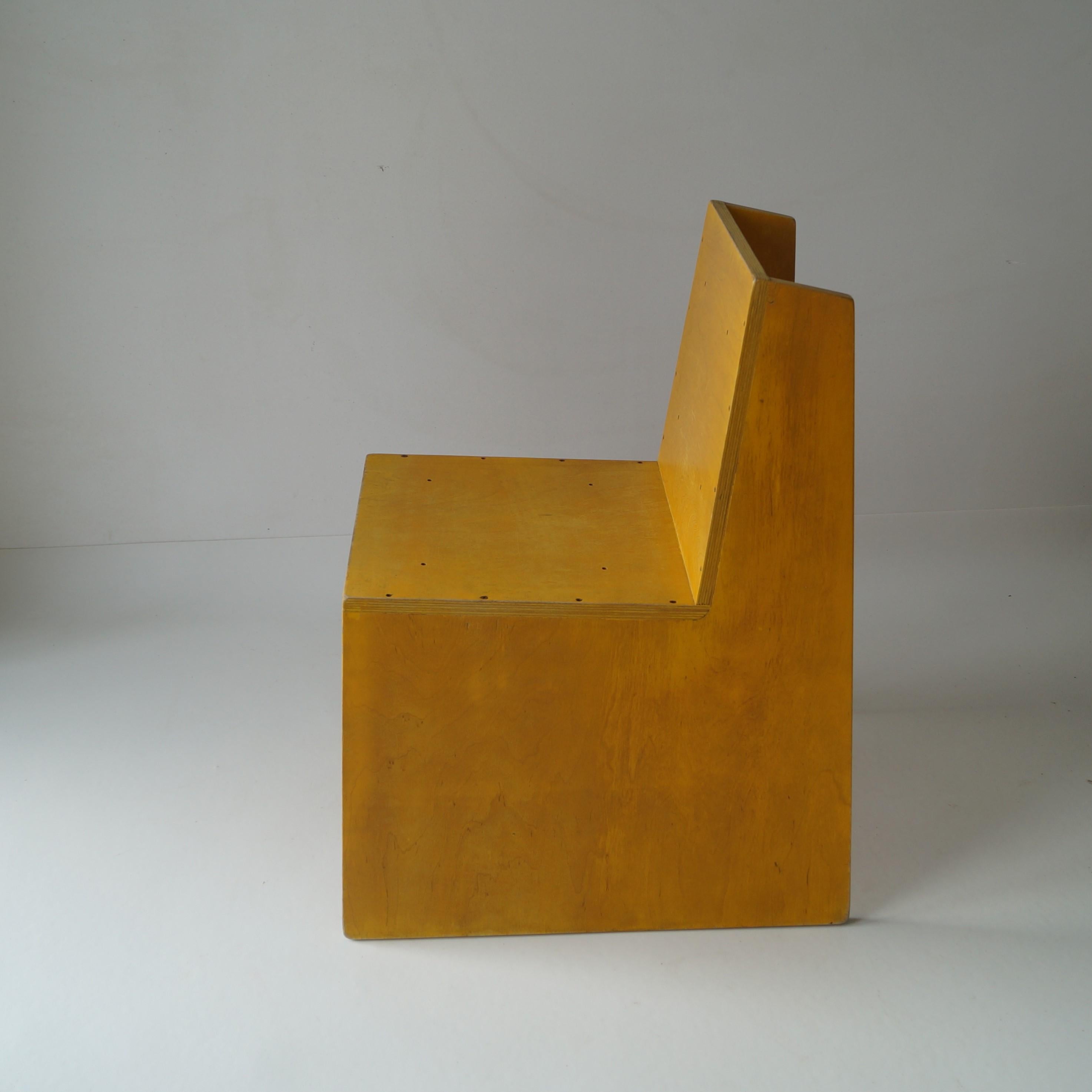 Modernist Dutch Architectural Plywood chair inspired by ''De Stijl'', 1970s 4