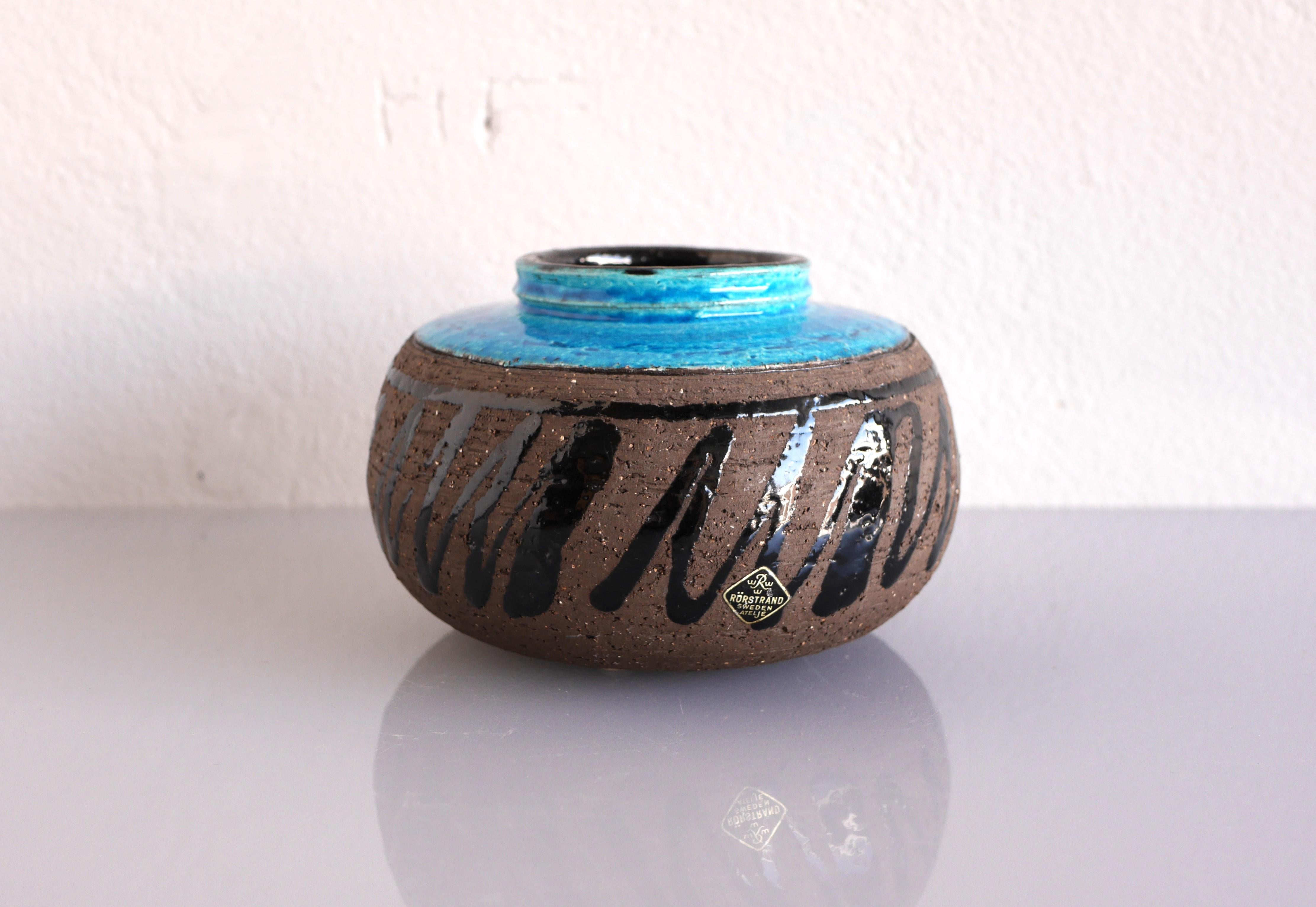 Modernist, earthenware ceramic vase by Inger Persson for Rörstrand, Sweden 2