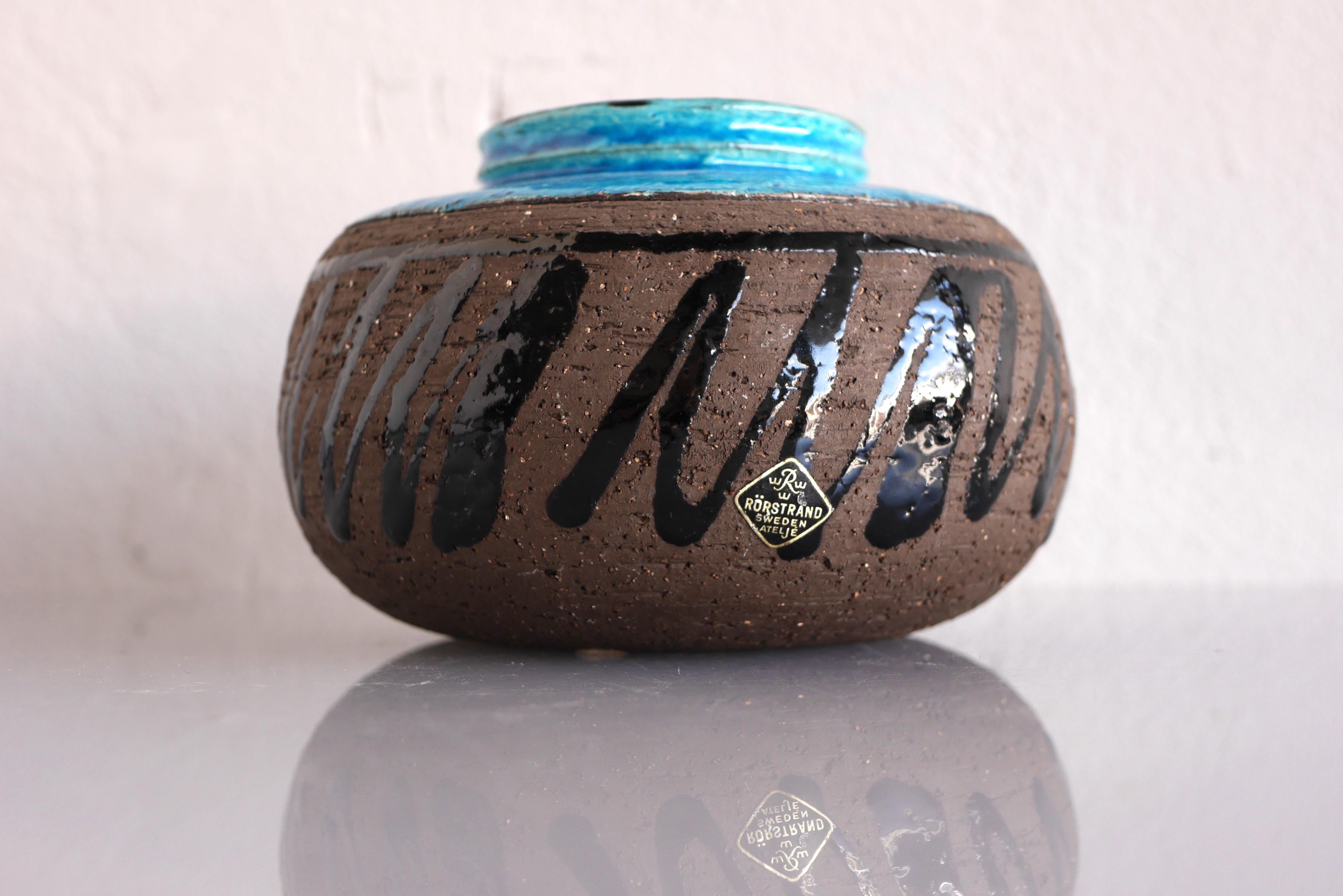 Modernist, earthenware ceramic vase by Inger Persson for Rörstrand, Sweden 3