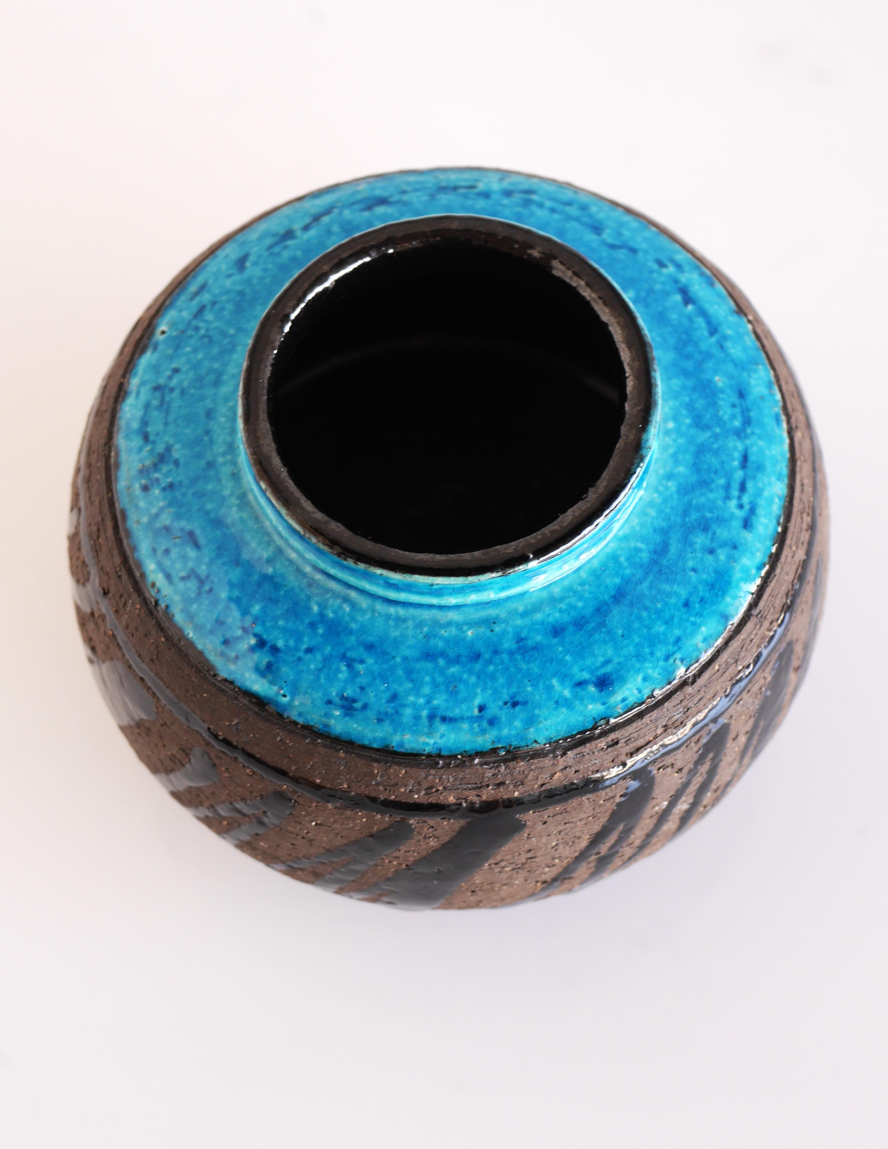 Glazed Modernist, earthenware ceramic vase by Inger Persson for Rörstrand, Sweden