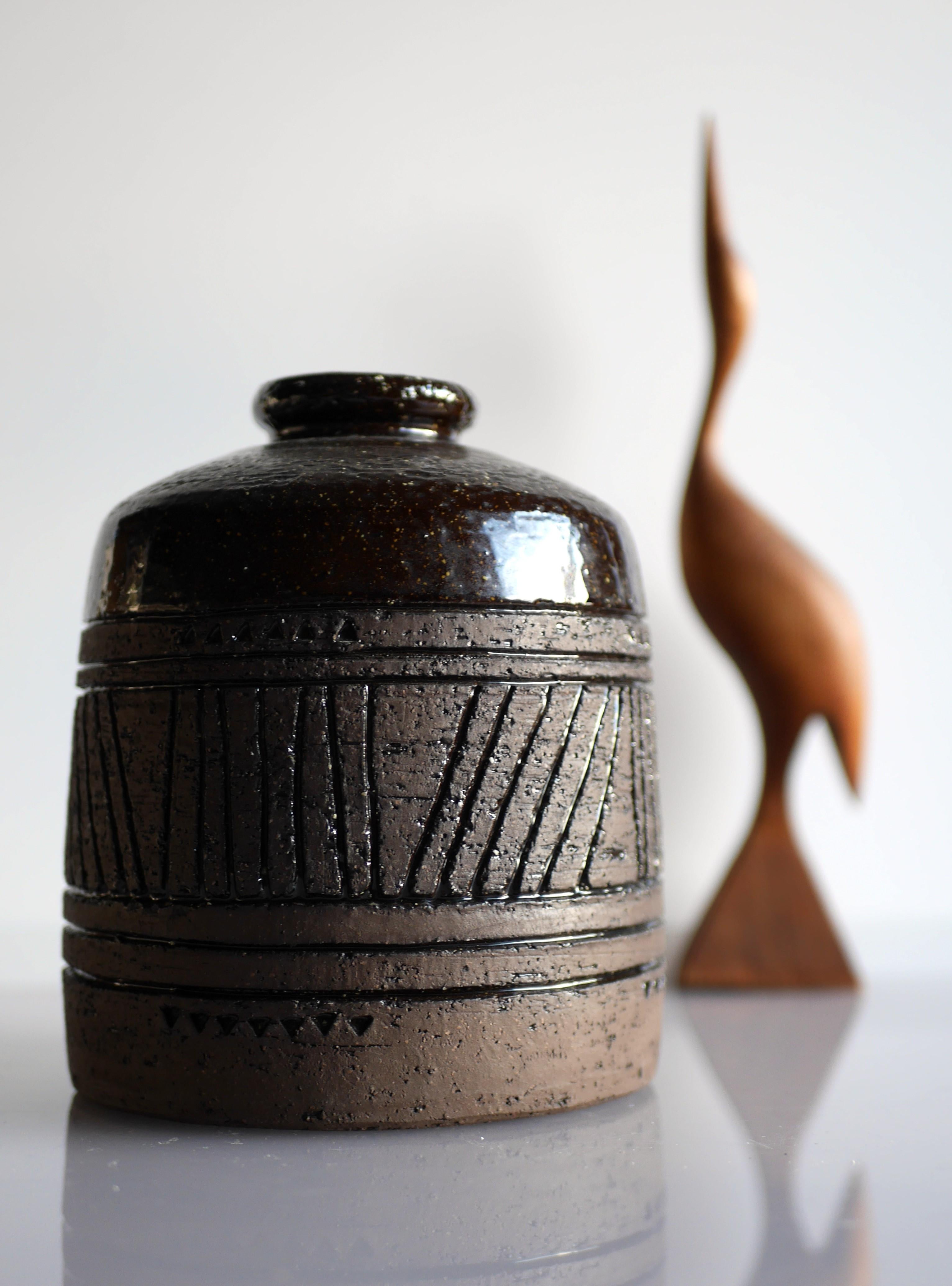 Mid-20th Century Modernist, earthenware ceramic vase by Inger Persson for Rörstrand, Sweden