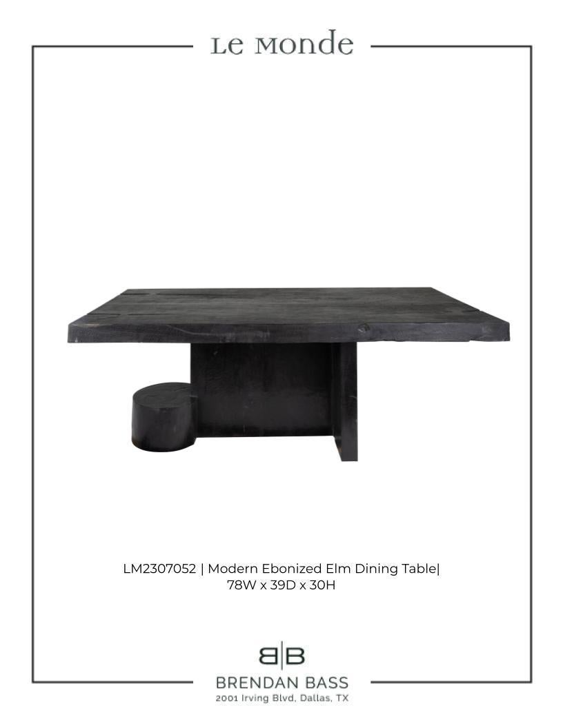 Wood Modernist Ebonized Elm Dining Table For Sale