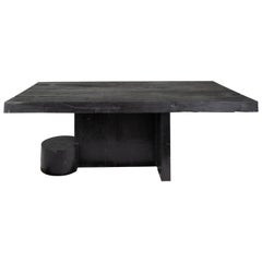 Modernist Ebonized Elm Dining Table