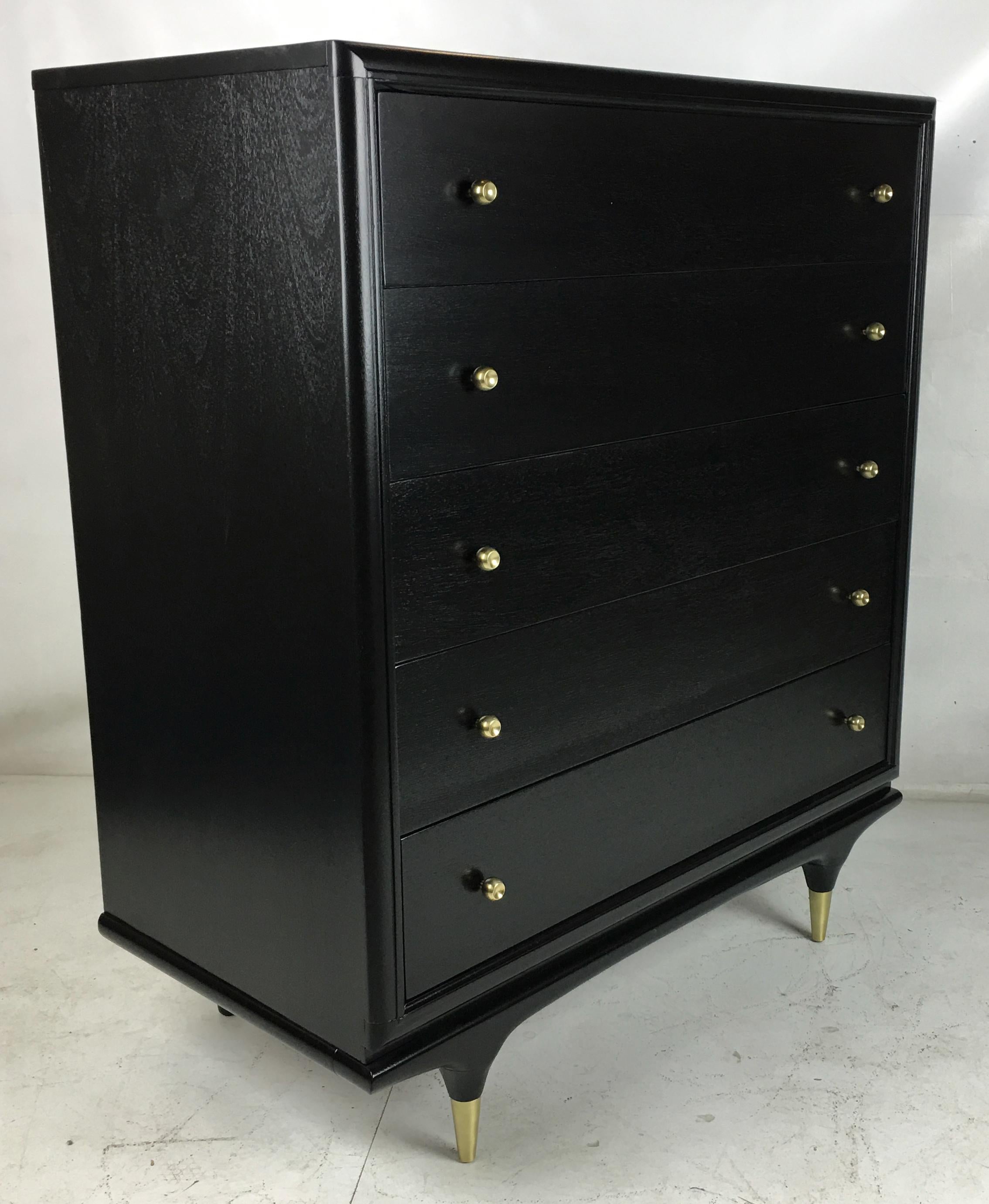 Mid-Century Modern Italian style Ebonized Walnut Tall Dresser