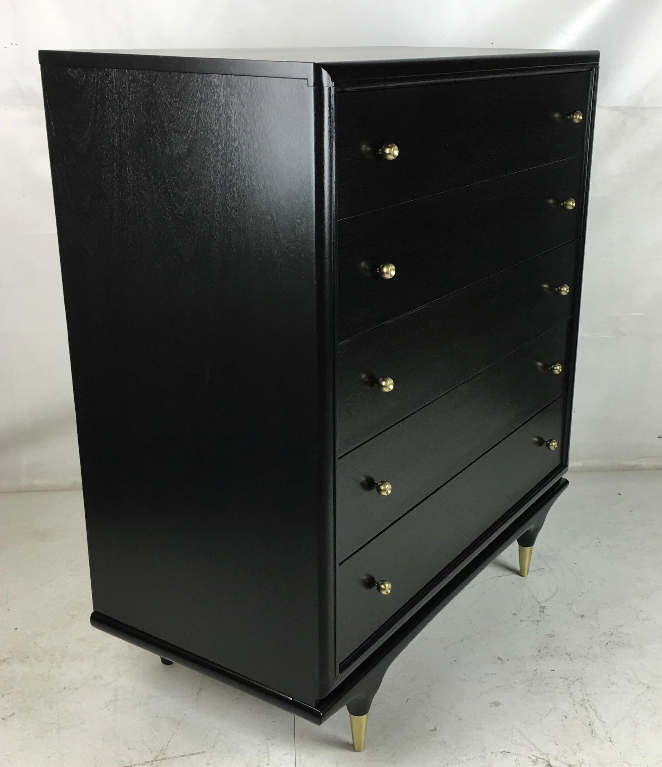 Mid-20th Century Italian style Ebonized Walnut Tall Dresser