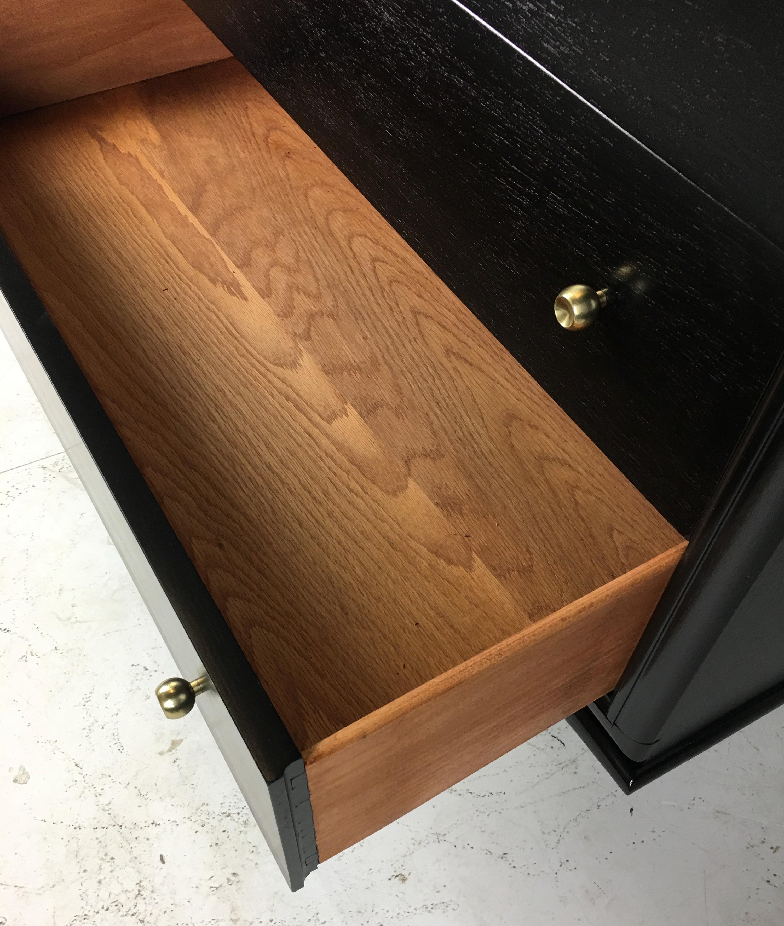 Brass Italian style Ebonized Walnut Tall Dresser