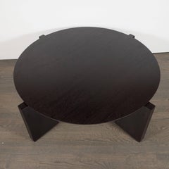 Modernist Ebonized Walnut Cocktail Table with Square Legs