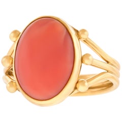 Modernist Eightes Coral-Set Ring