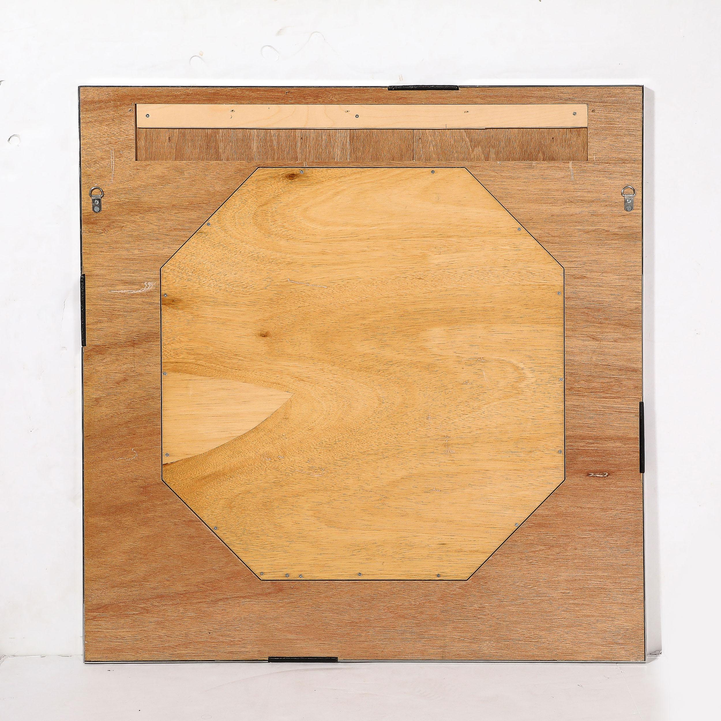 Miroir géométrique moderniste en cuir embossé et chrome de forme spirale par Lorin Marsh en vente 4