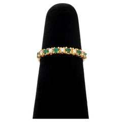 Modernist-Ring aus 14-karätigem Gelbgold mit Smaragden und Diamanten