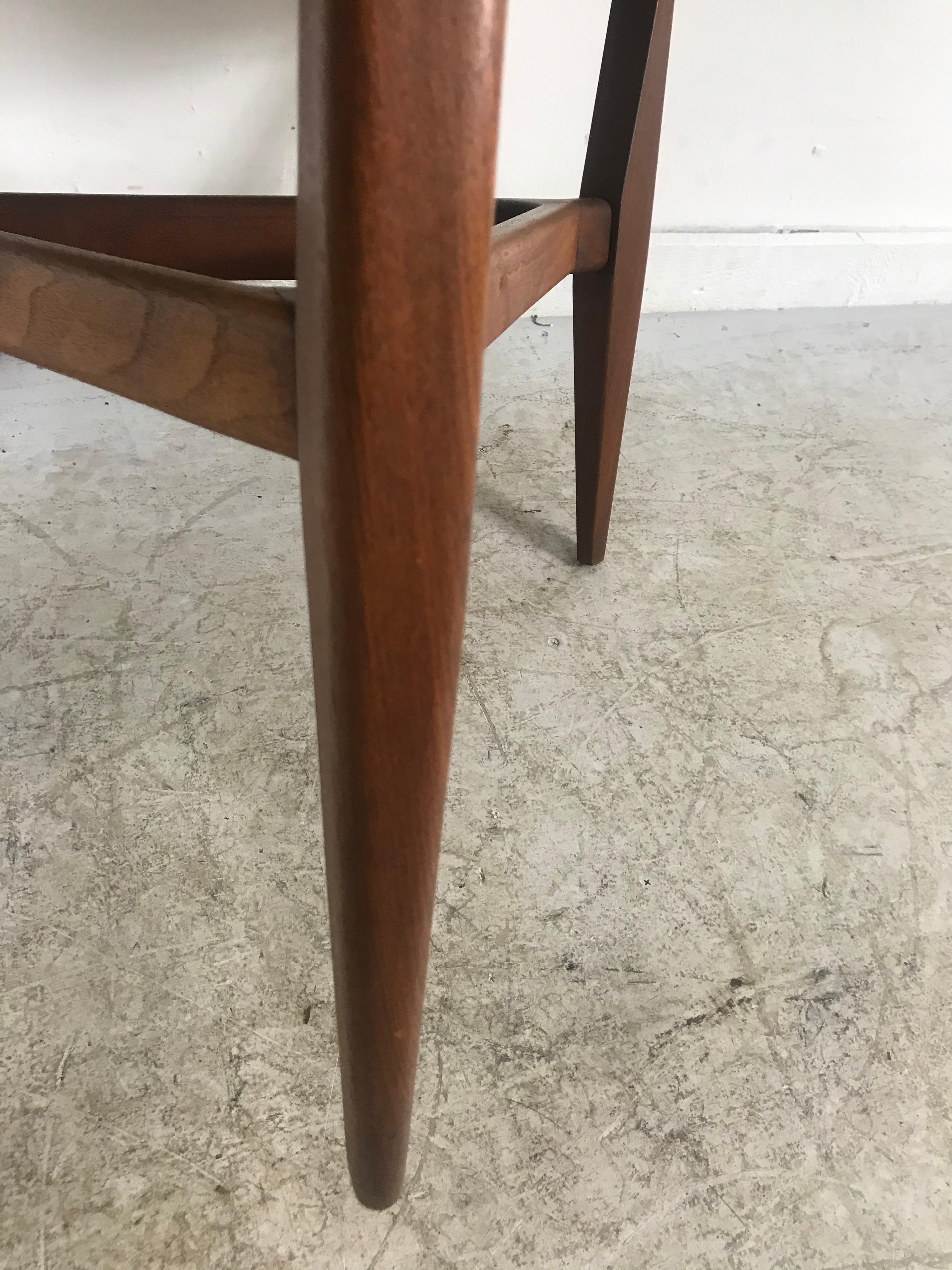 Mid-Century Modern Modernist Enamel and Teak Table by Doris Hall, Butterfly and Undersea Motif For Sale