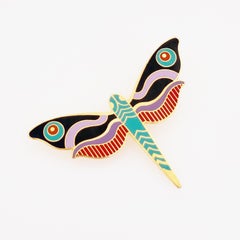 Modernist Enameled Dragonfly Brooch By Laurel Burch, 1980s