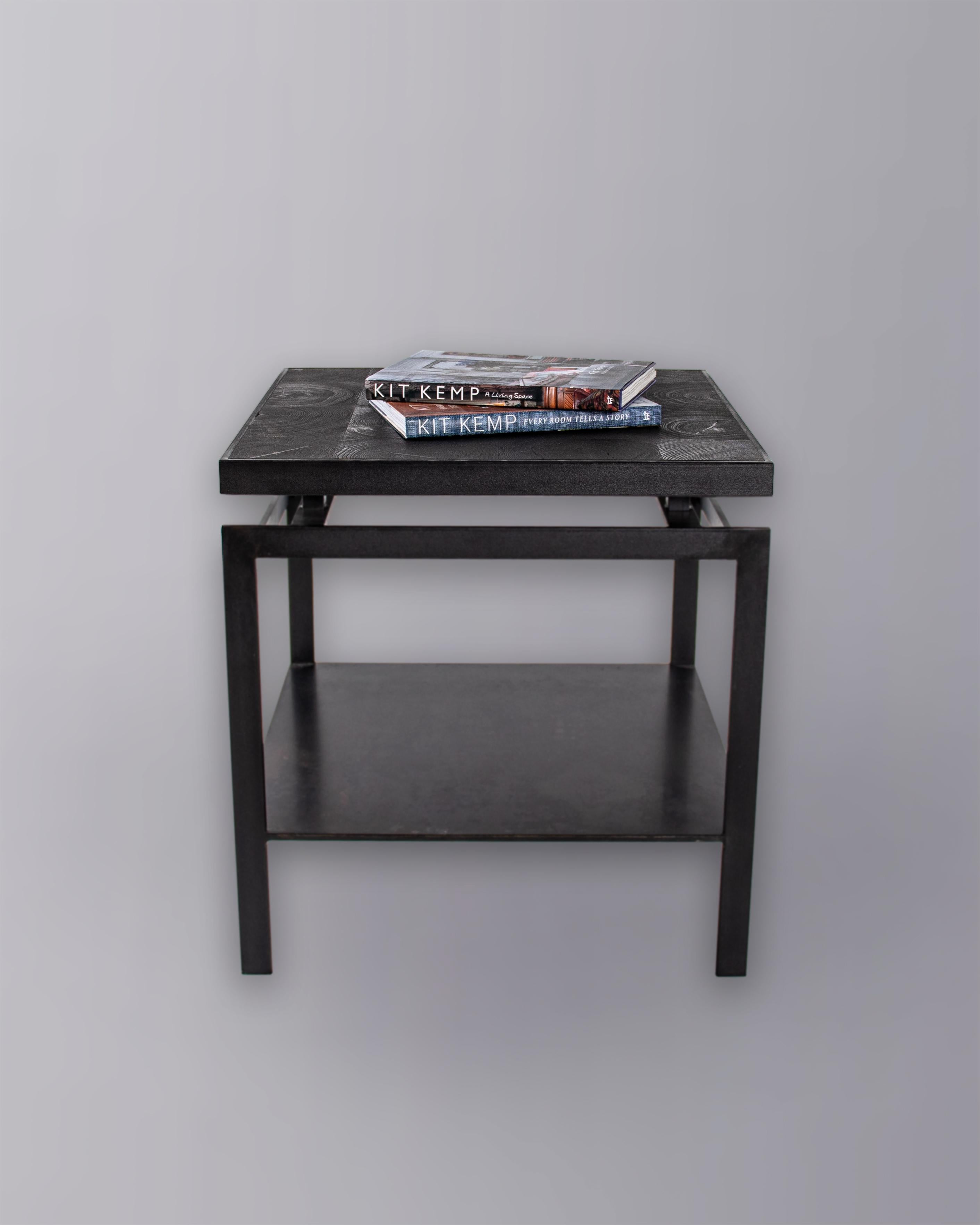 Ebonized Modernist End Table with Shelf For Sale