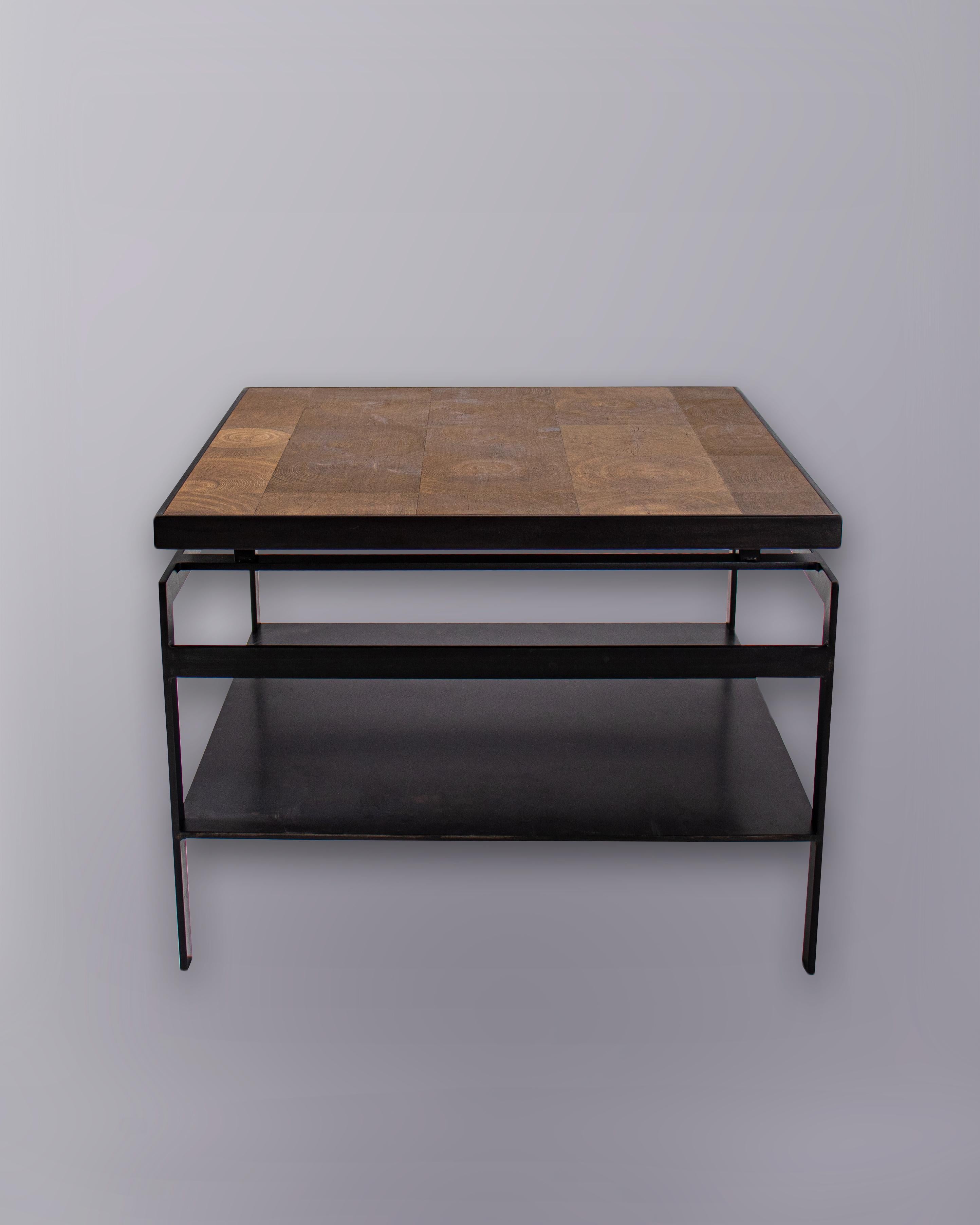 Contemporary Modernist End Table with Shelf For Sale