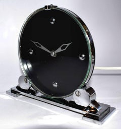 Modernist English Art Deco Chrome Clock