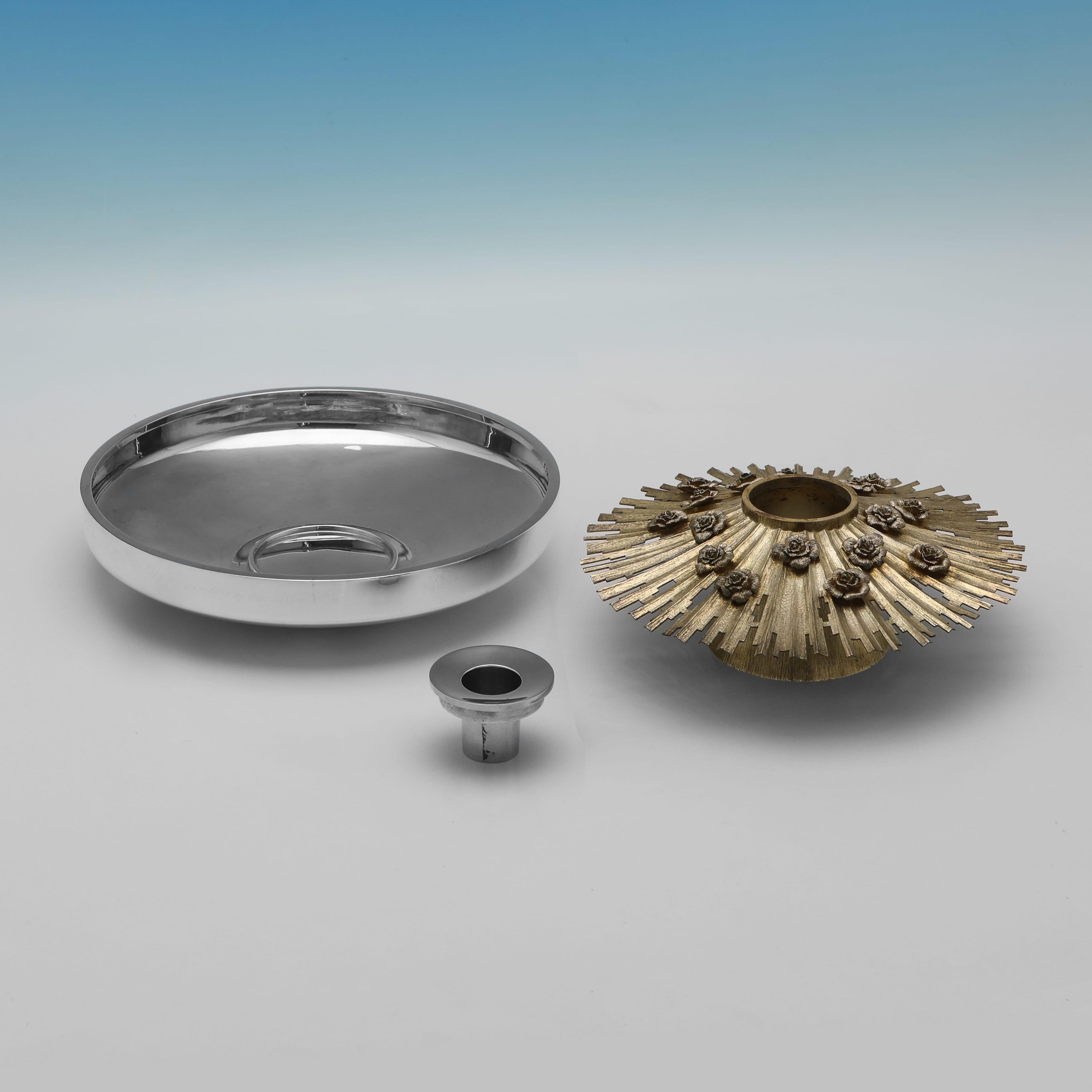 Modernist English Sterling Silver Rose Bowl by Christopher Lawrence, 1978 (Skandinavische Moderne) im Angebot