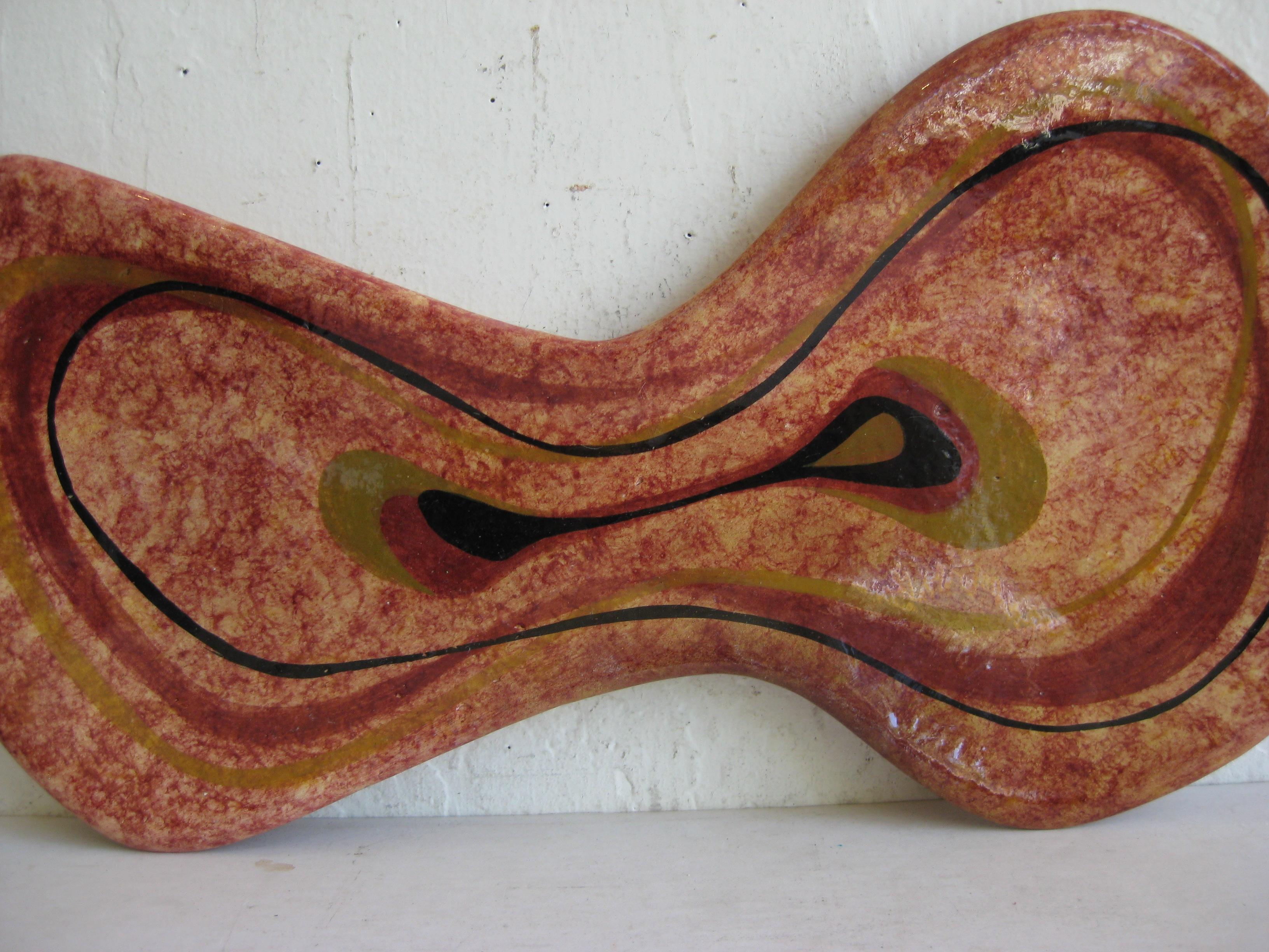 Modernistische abstrakte große Schale aus Amoeba-Keramik von Erwin Kalla Studio Keramik im Zustand „Hervorragend“ im Angebot in San Diego, CA