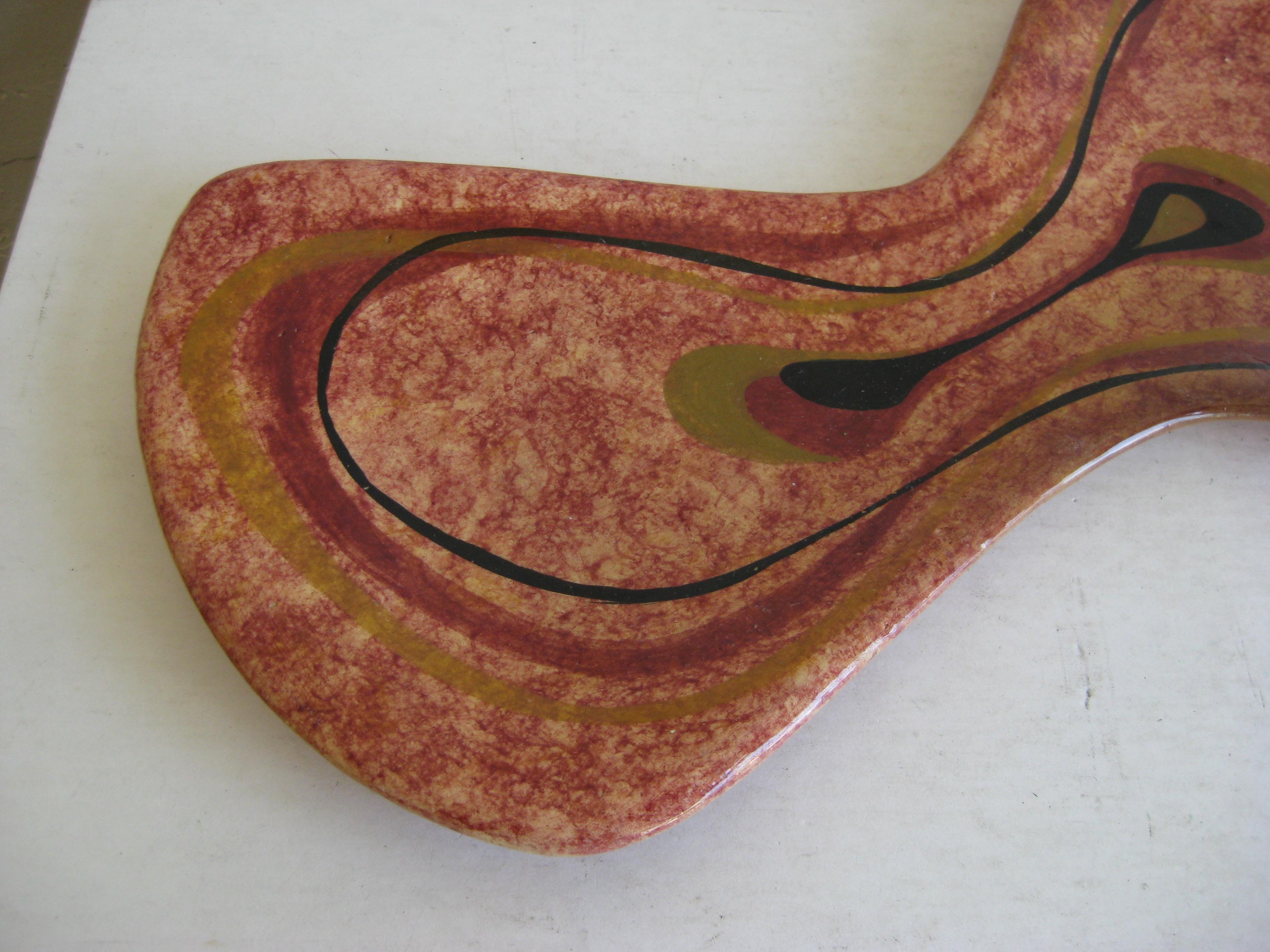 Modernist Erwin Kalla Studio Pottery Ceramics Amoeba Abstract Large Bowl Dish In Excellent Condition For Sale In San Diego, CA