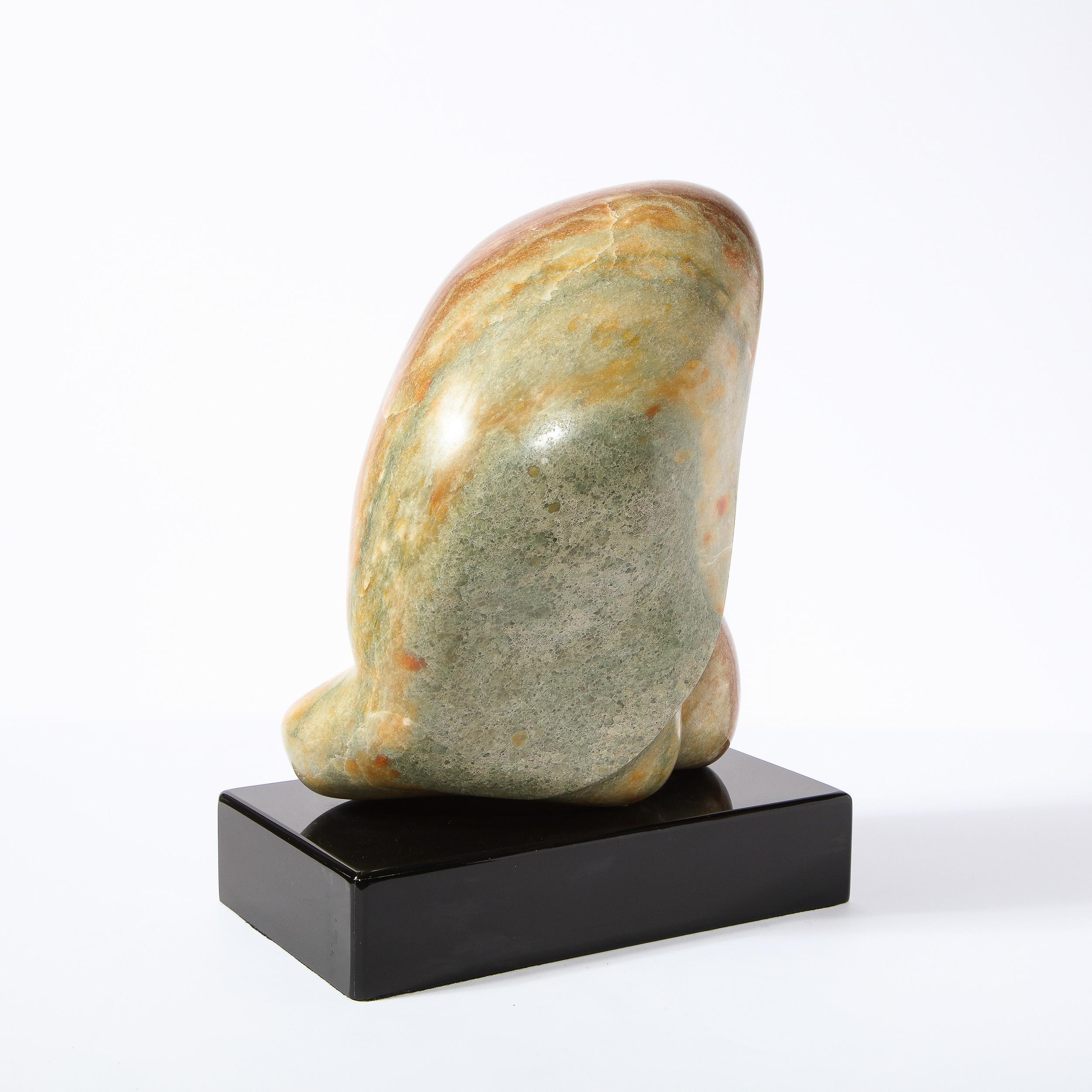 American Modernist Exotic Green Marble Sculpture, 