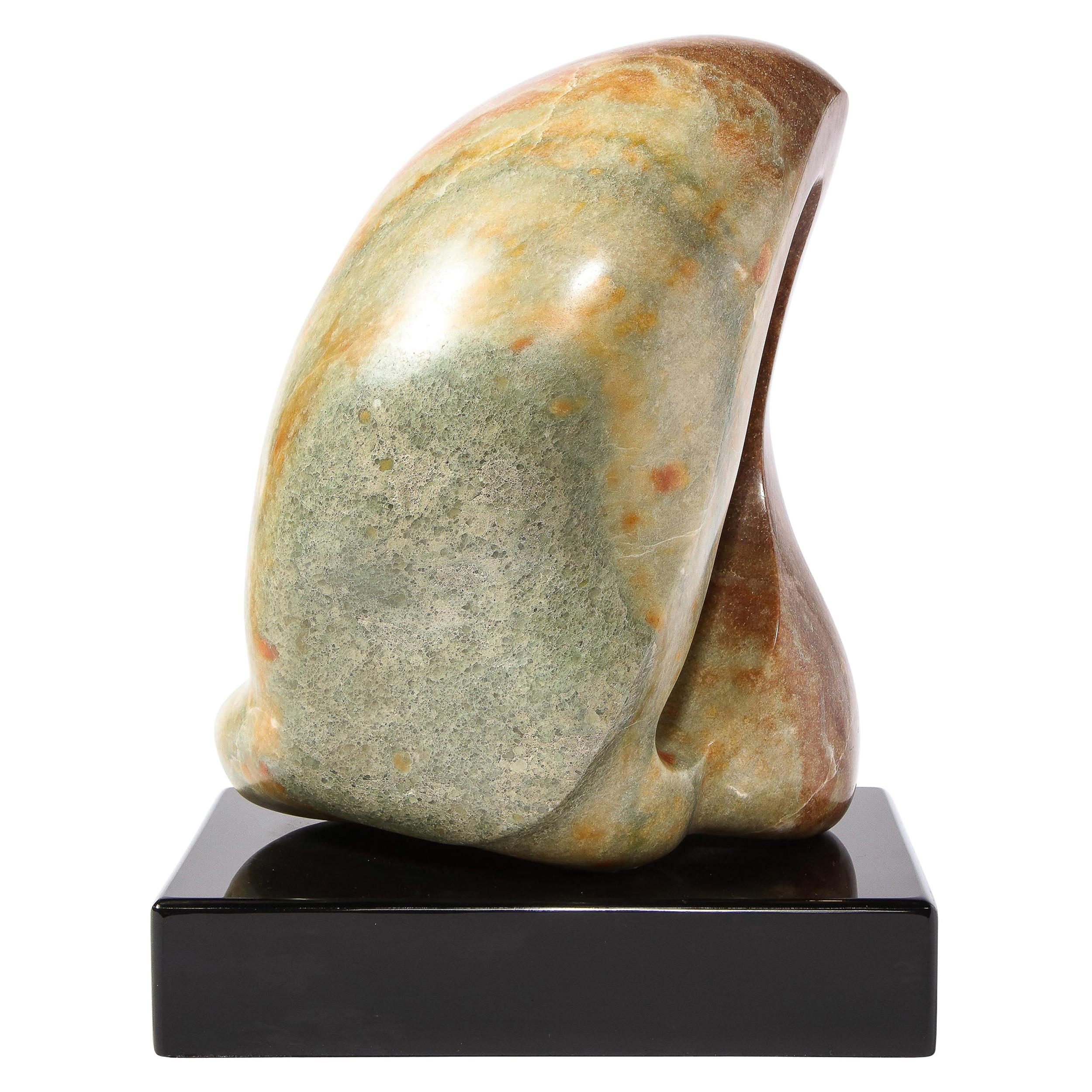 Modernist Exotic Green Marble Sculpture, "Kneeling Woman" by Lorraine Stimmel