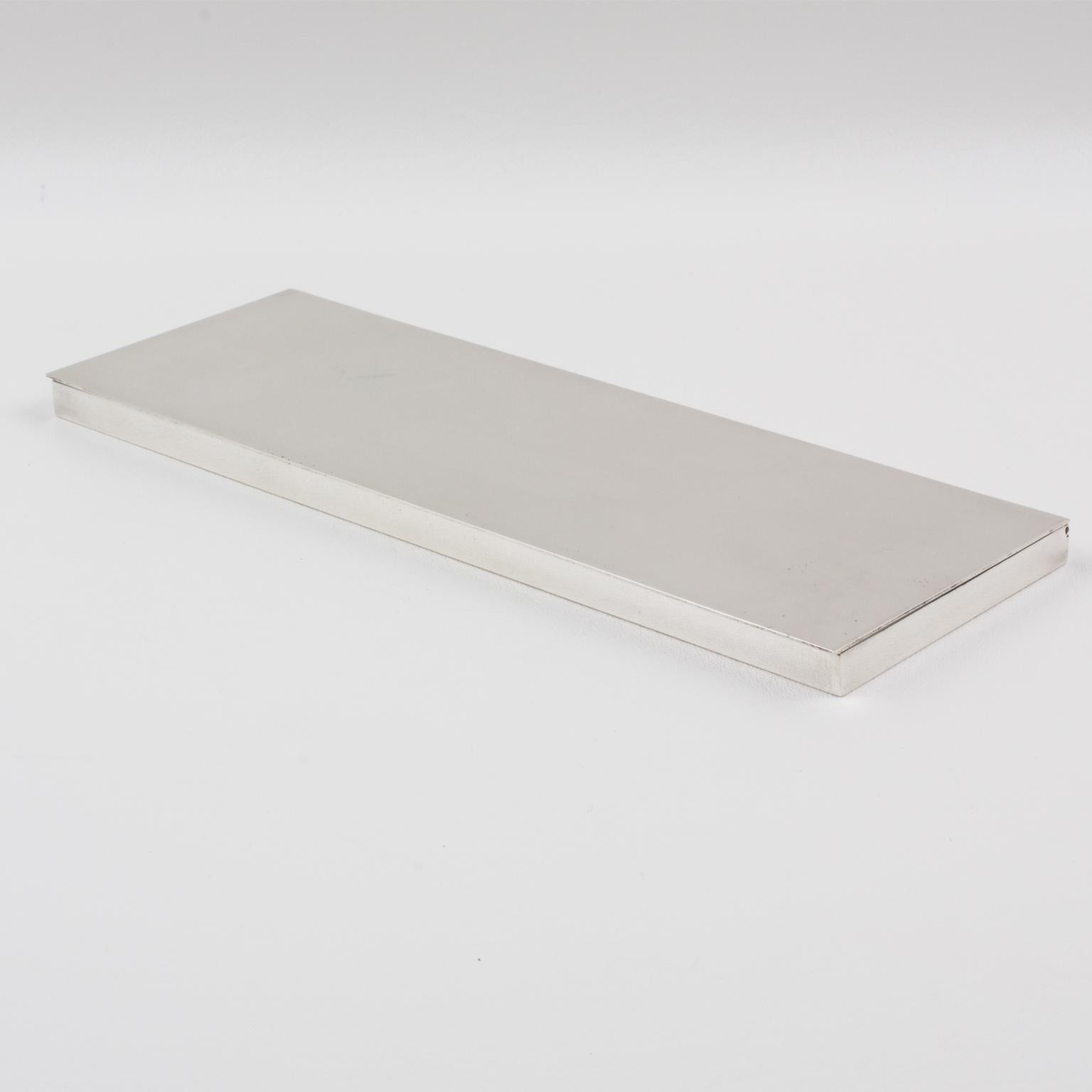 Francese Scatola modernista extra-lunga e piatta in argento, circa 1960 in vendita