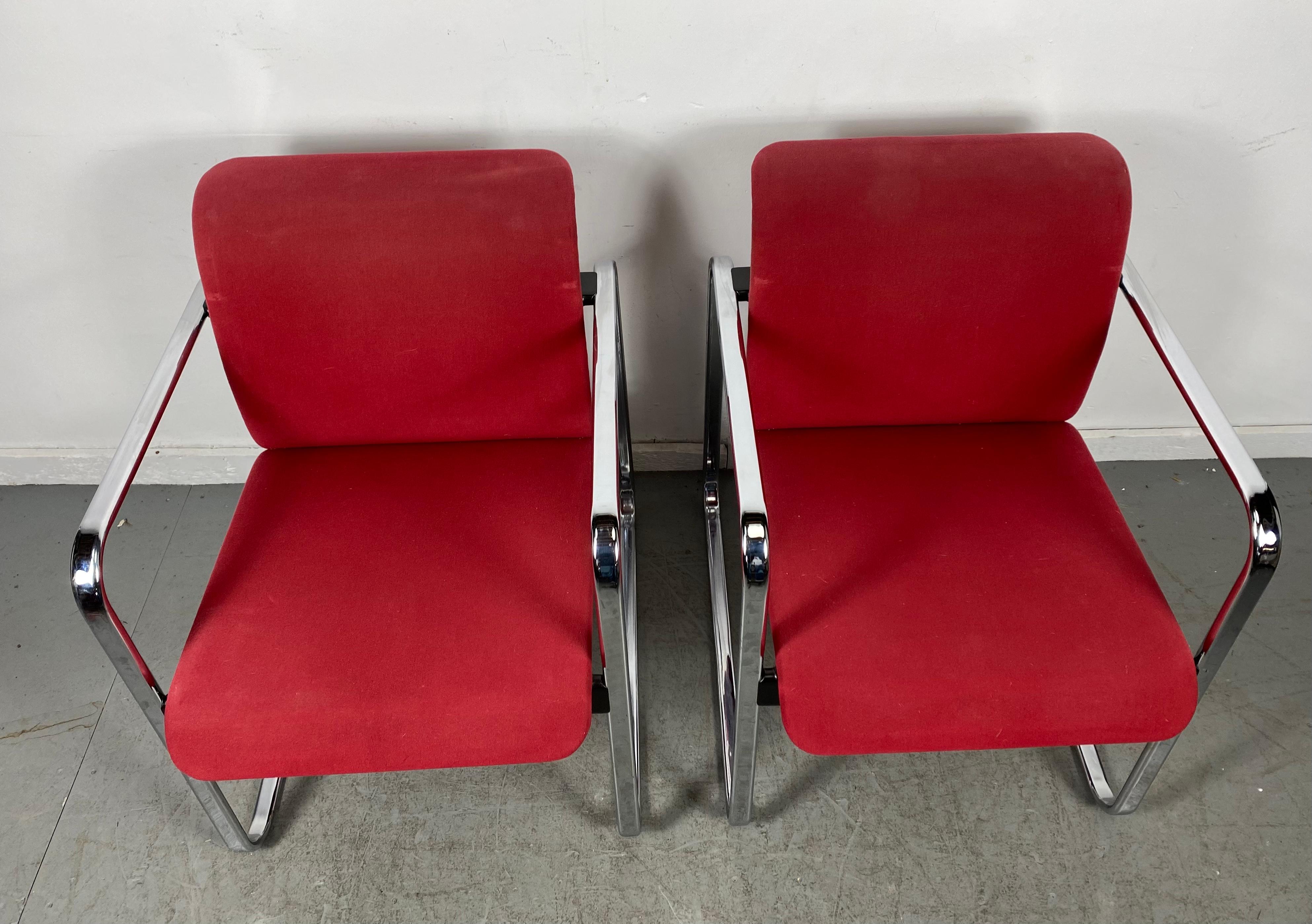 Modernist Fabric & Chrome Tubular Chairs by Peter Protzman for Herman Miller For Sale 4