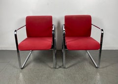 Modernist Fabric & Chrome Tubular Chairs by Peter Protzman for Herman Miller