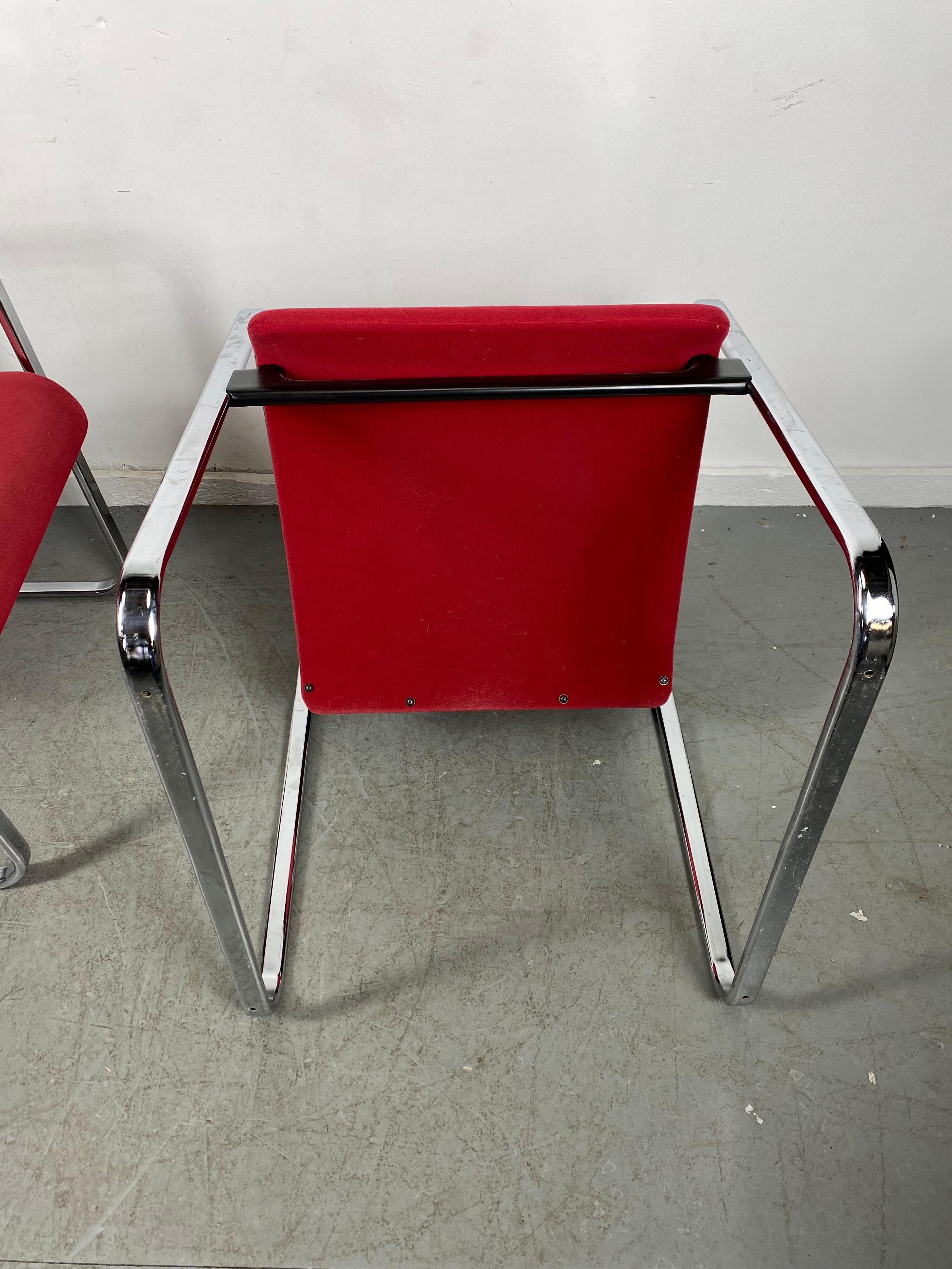 American Modernist Fabric & Chrome Tubular Chairs by Peter Protzman for Herman Miller For Sale