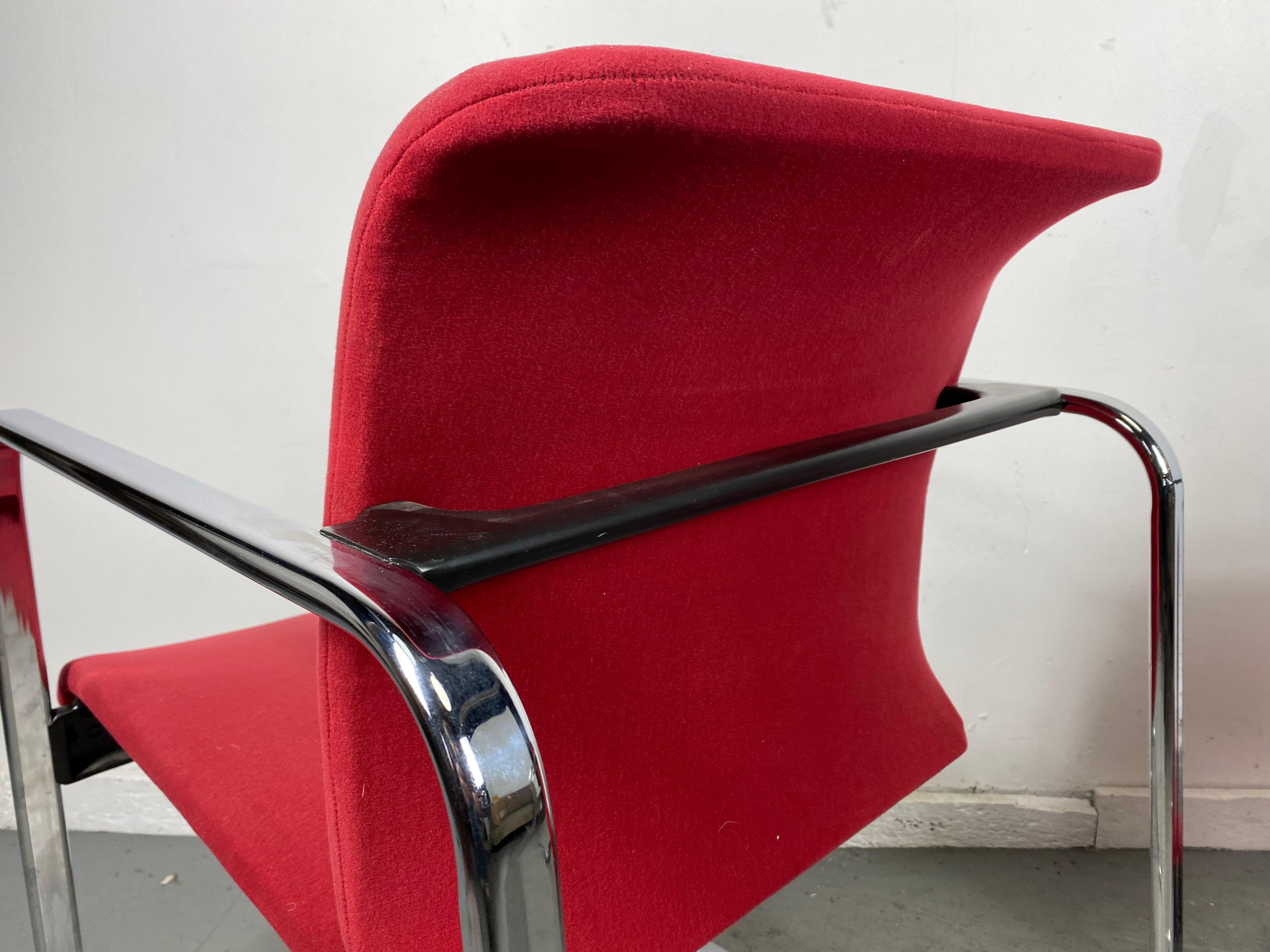 Modernist Fabric & Chrome Tubular Chairs by Peter Protzman for Herman Miller In Good Condition For Sale In Buffalo, NY