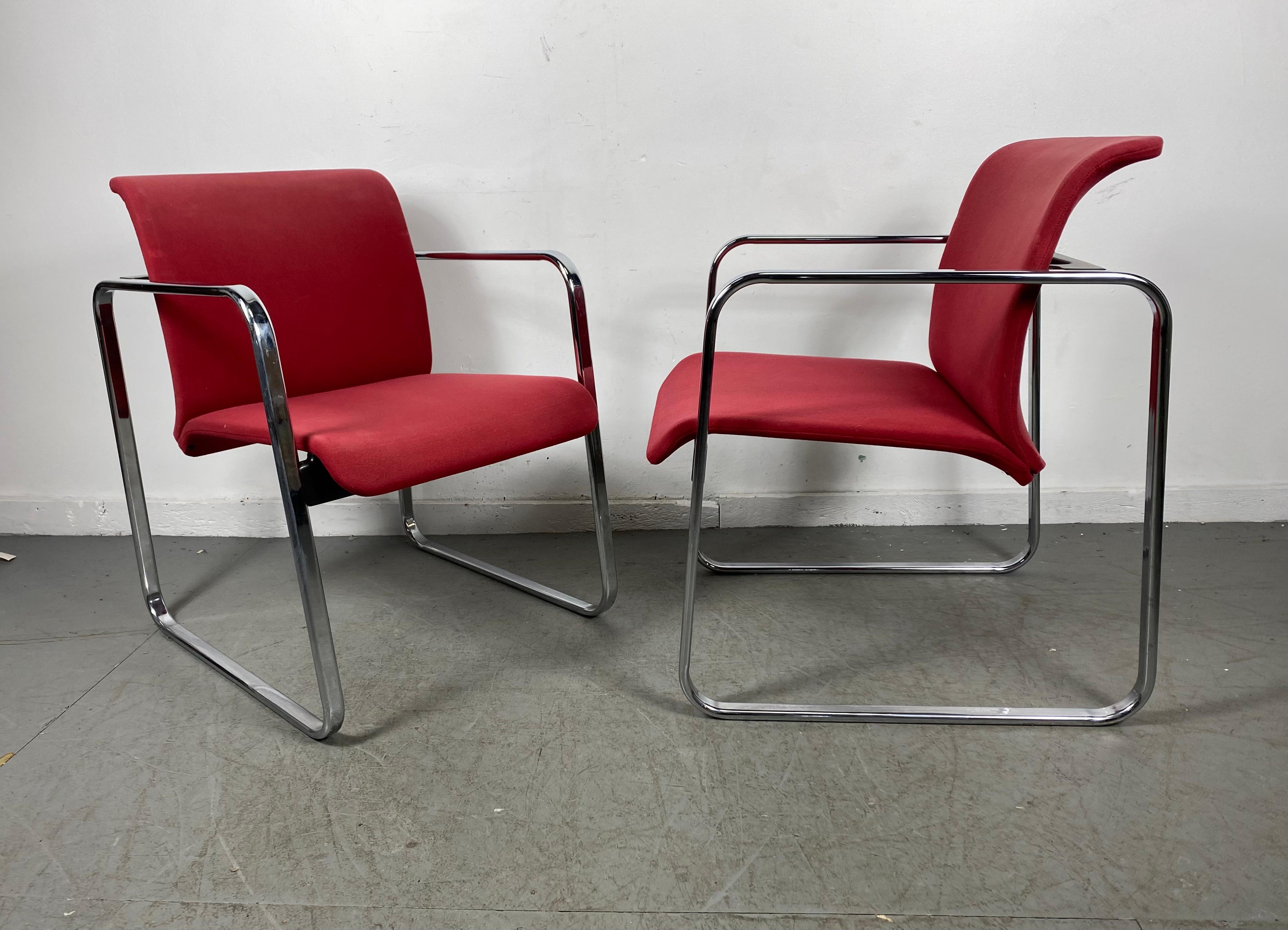 Steel Modernist Fabric & Chrome Tubular Chairs by Peter Protzman for Herman Miller For Sale