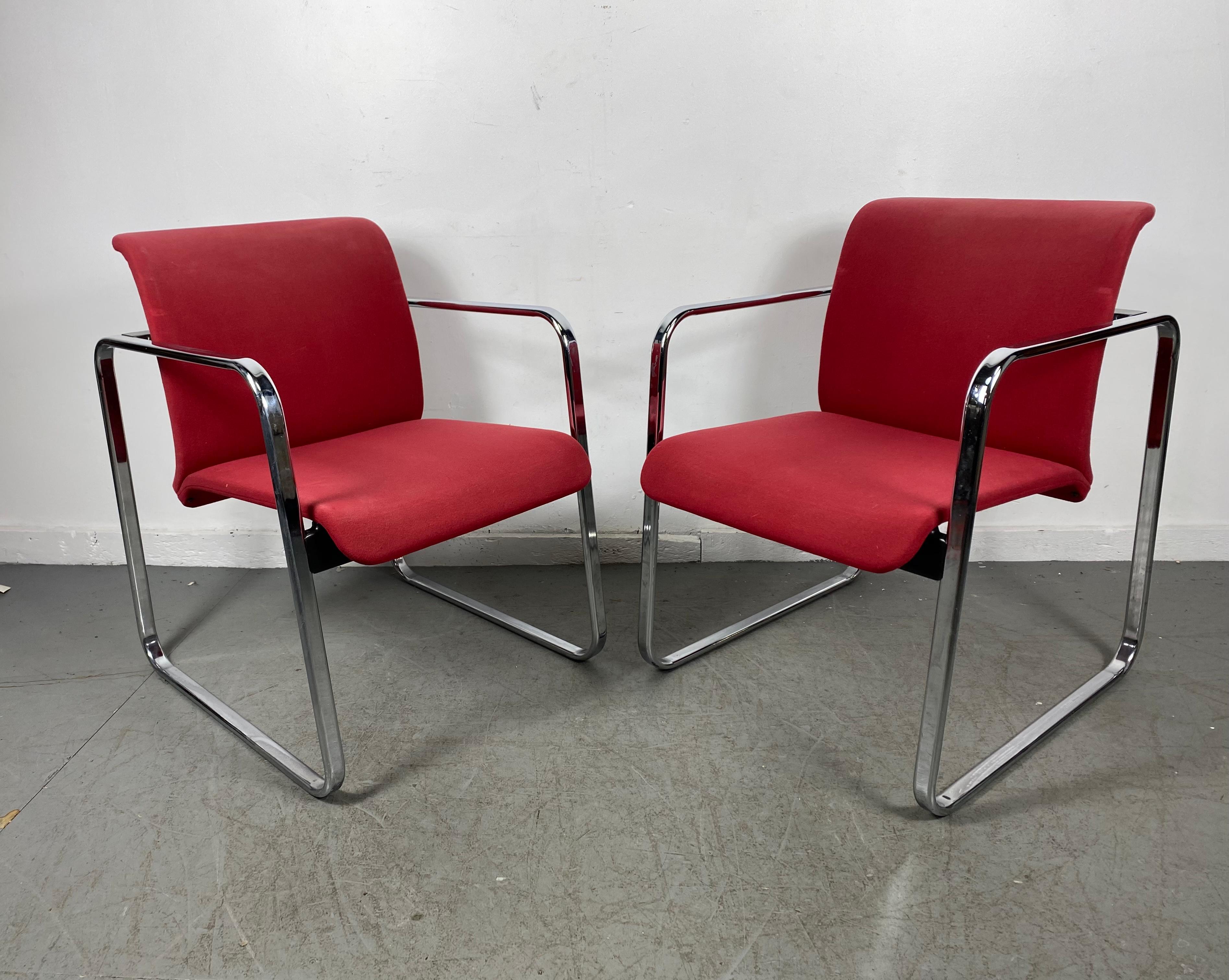 Modernist Fabric & Chrome Tubular Chairs by Peter Protzman for Herman Miller For Sale 1