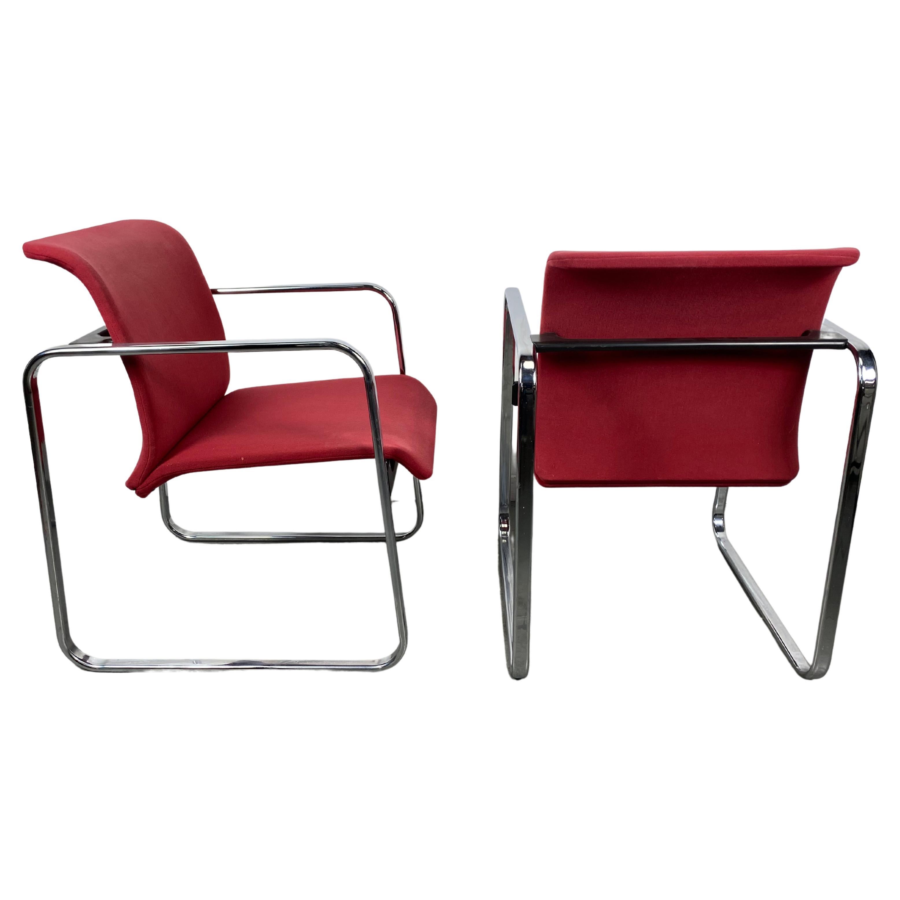 Modernist Fabric & Chrome Tubular Chairs by Peter Protzman for Herman Miller For Sale